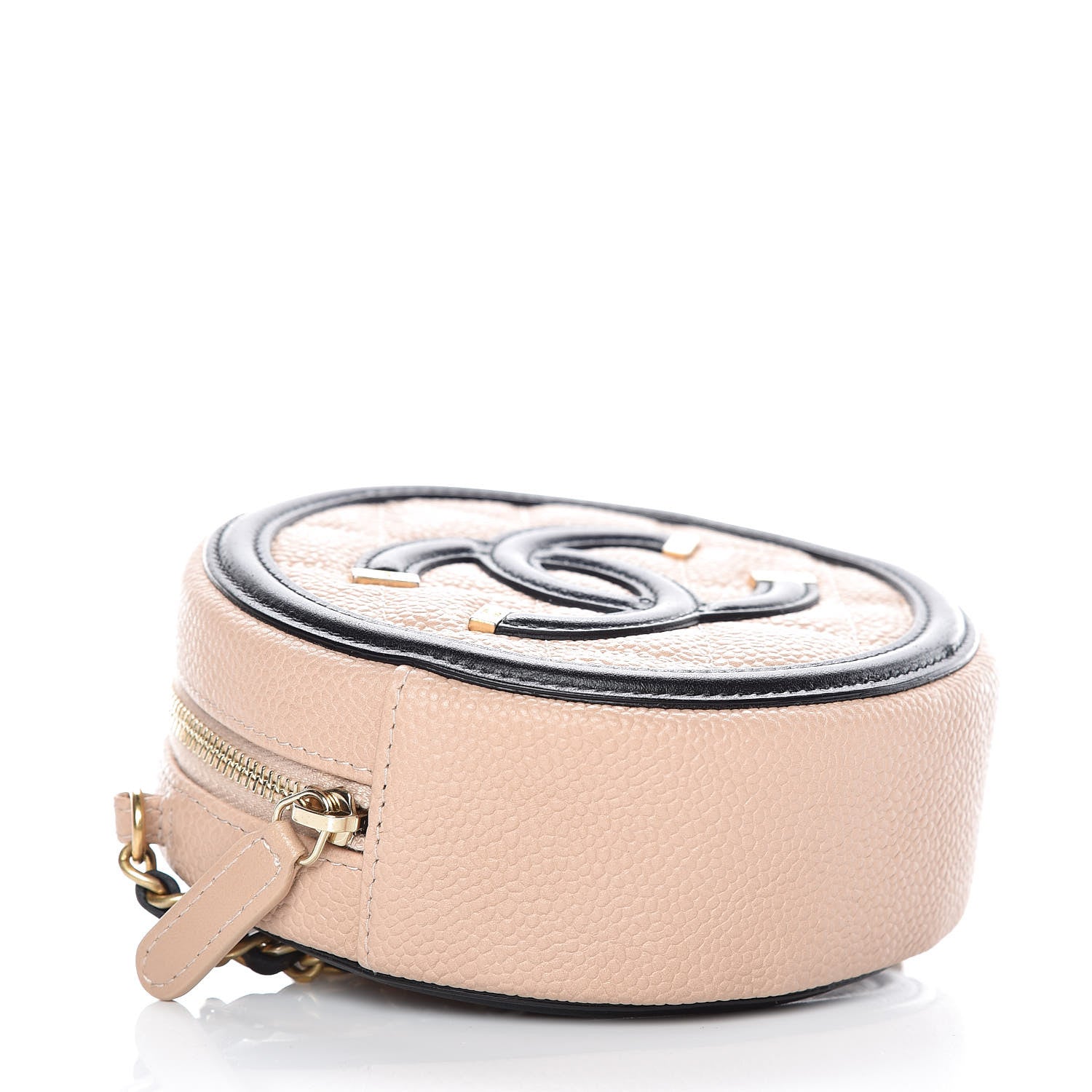 Chanel Caviar Quilted Round Filigree Crossbody Beige Black 4 of 7