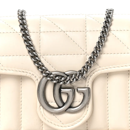 Gucci Calfskin Matelasse Aria Super Mini GG Marmont Shoulder Bag Mystic White 8 of 10