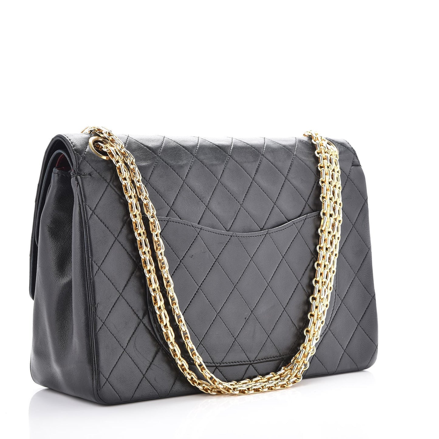 Lambskin Quilted Medium Bijoux Chain Double Flap Black