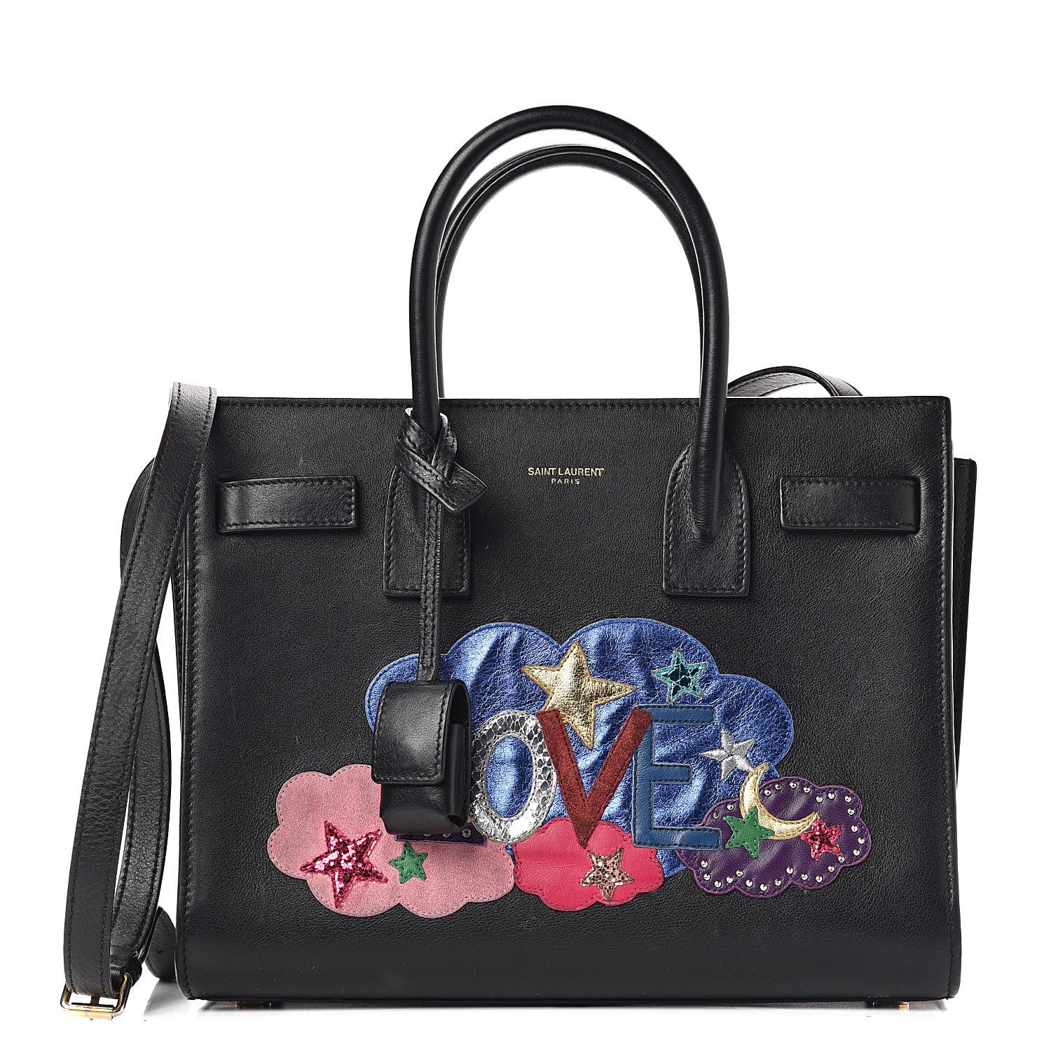 Saint Laurent Calfskin Love Patchwork Baby Sac De Jour Black 1 of 17