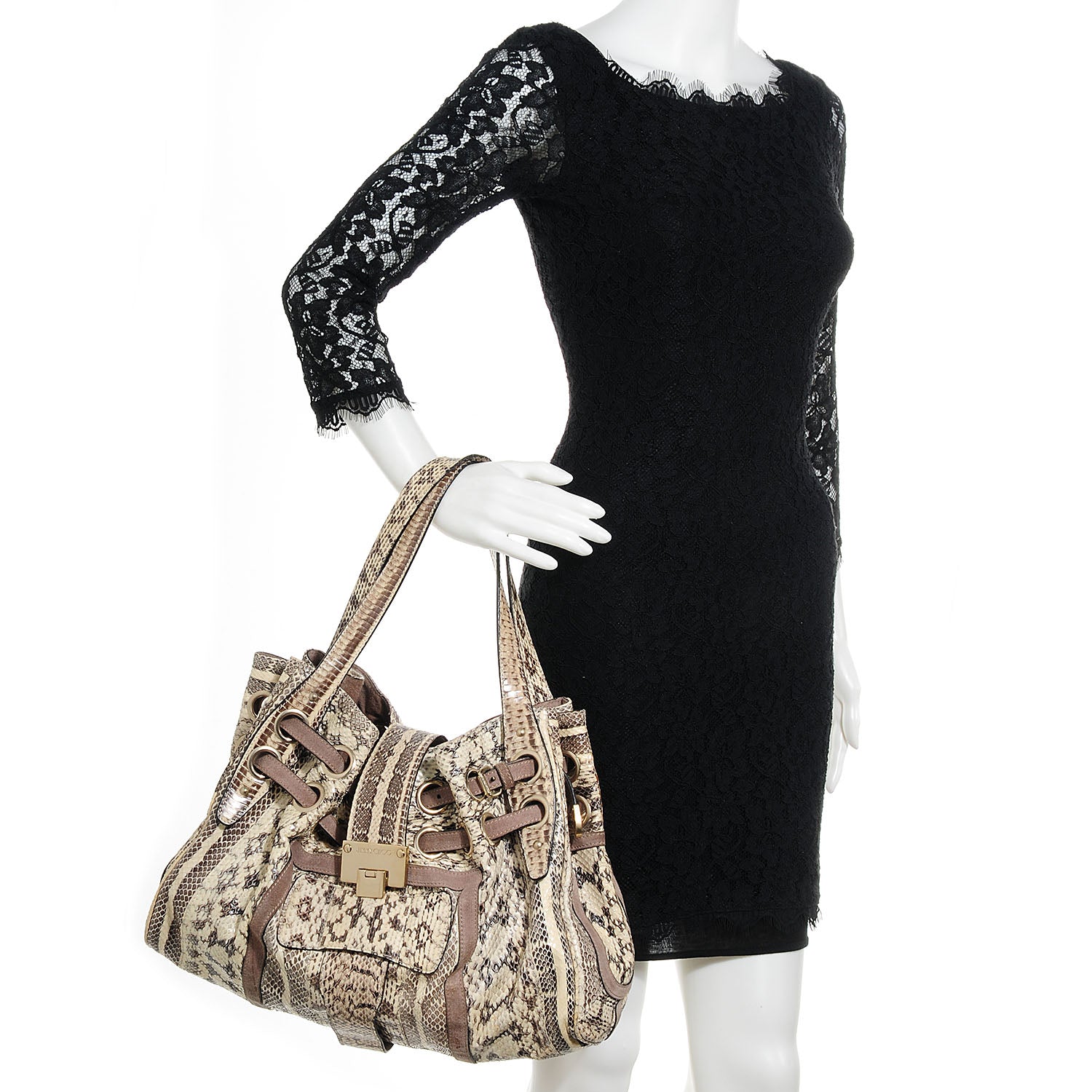 Jimmy Choo Watersnake Suede Ramona Natural 2 of 9