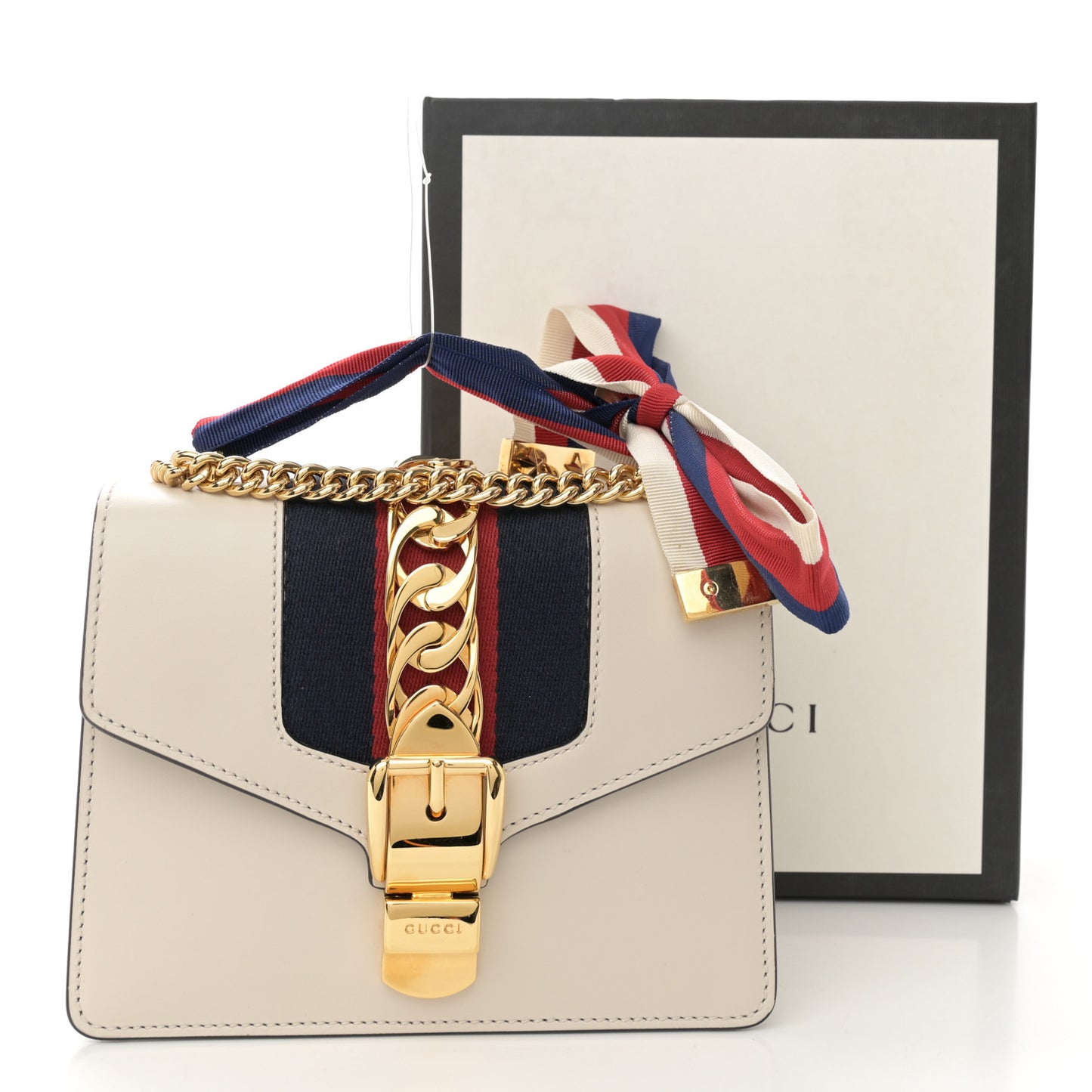 Calfskin Mini Sylvie Chain Shoulder Bag White
