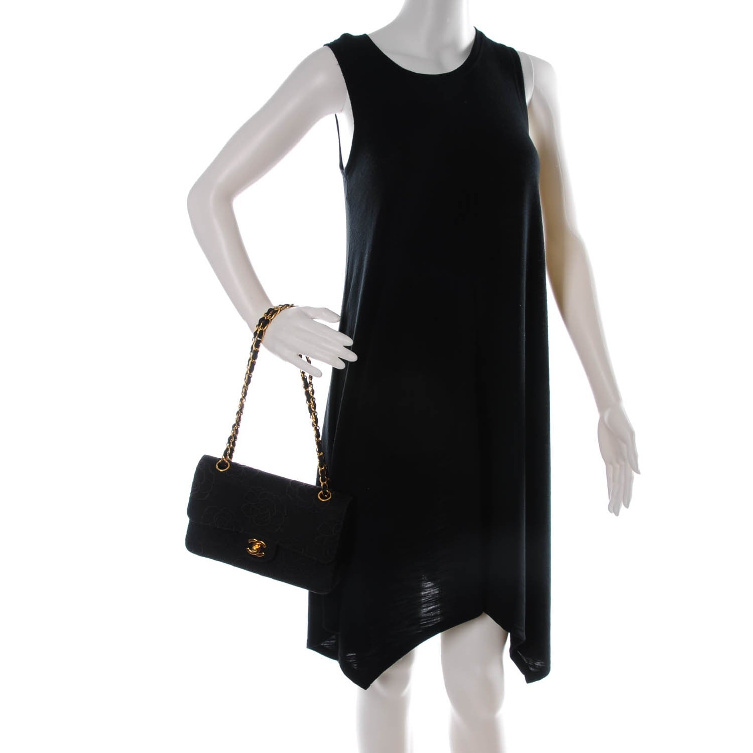 Chanel Canvas Camellia Embroidered Small Double Flap Black 2 of 9