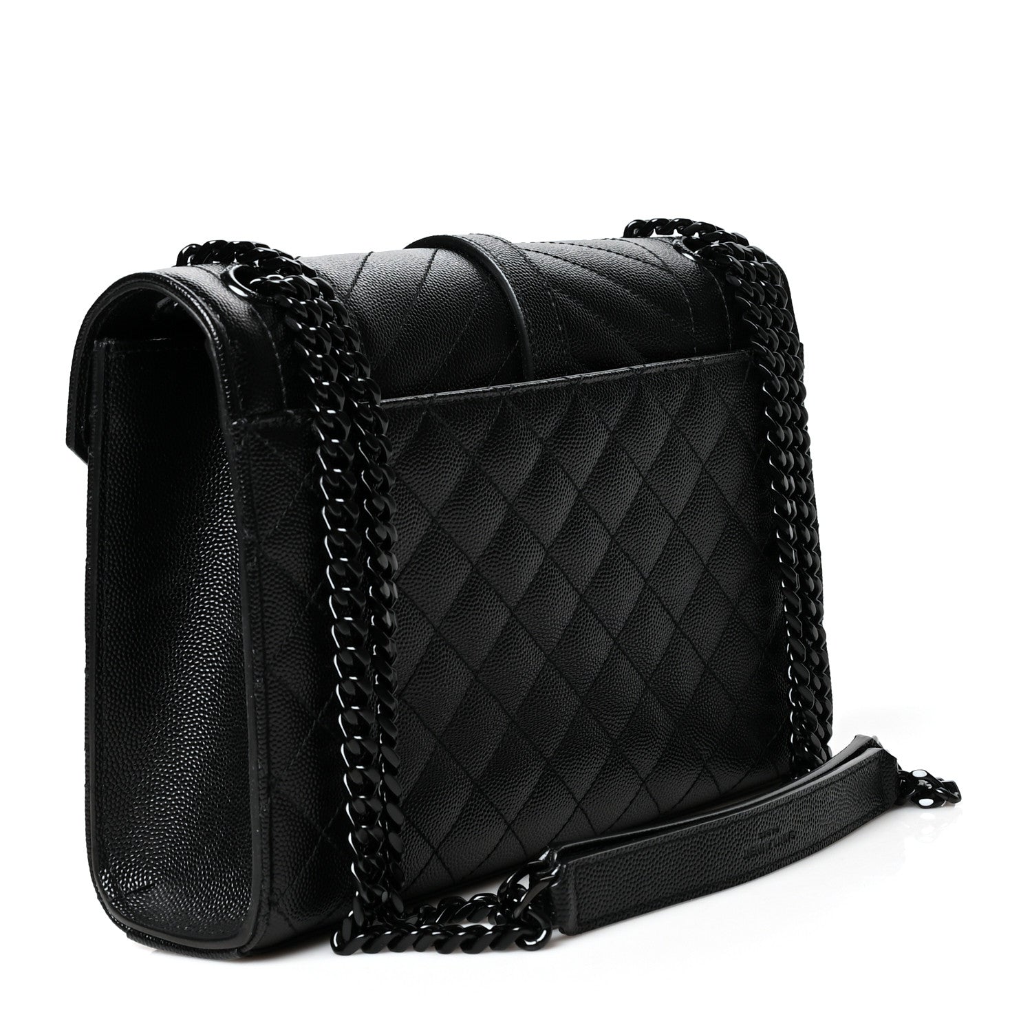 Saint Laurent Grain De Poudre Textured Mixed Matelasse Triquilt Medium Monogram Satchel Black 3 of 10