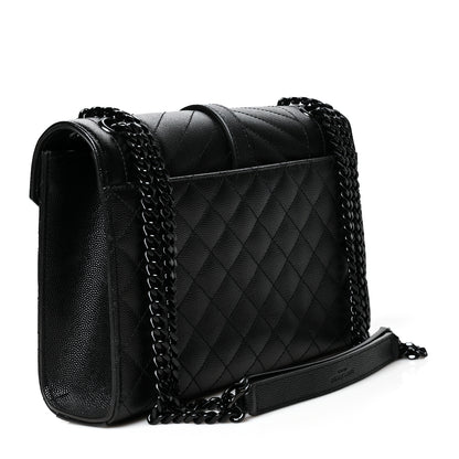 Saint Laurent Grain De Poudre Textured Mixed Matelasse Triquilt Medium Monogram Satchel Black 3 of 10