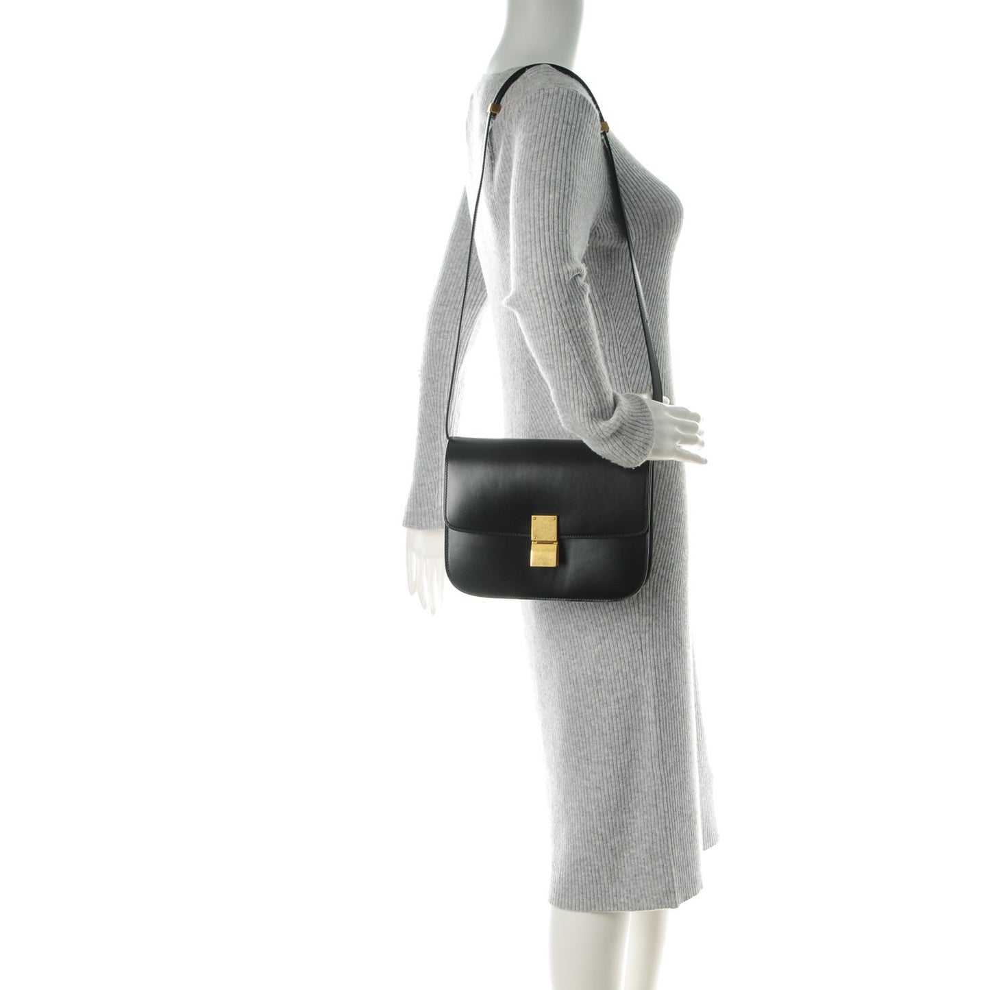 Box Calfskin Medium Classic Box Flap Bag Black