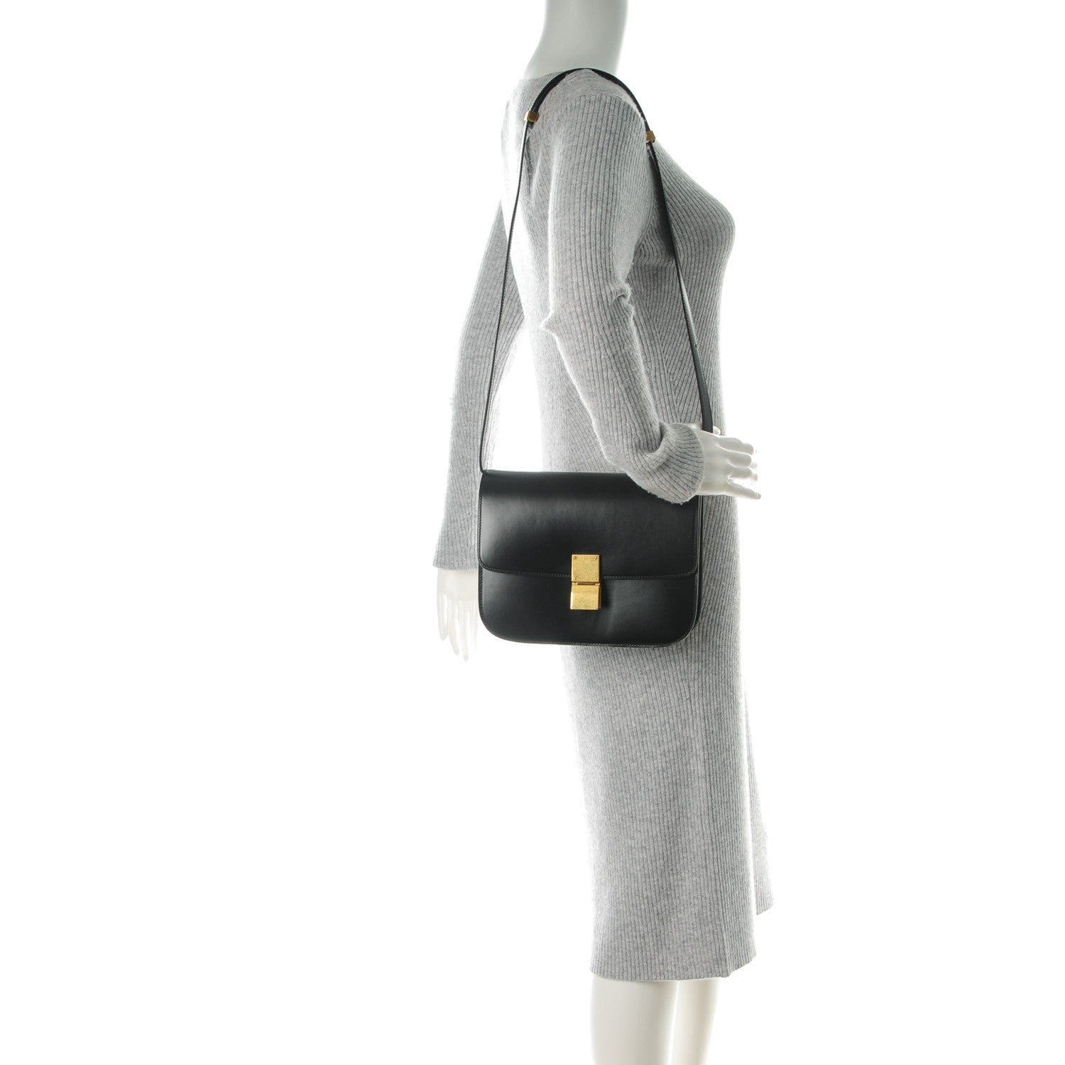 Celine Box Calfskin Medium Classic Box Flap Bag Black 2 of 7