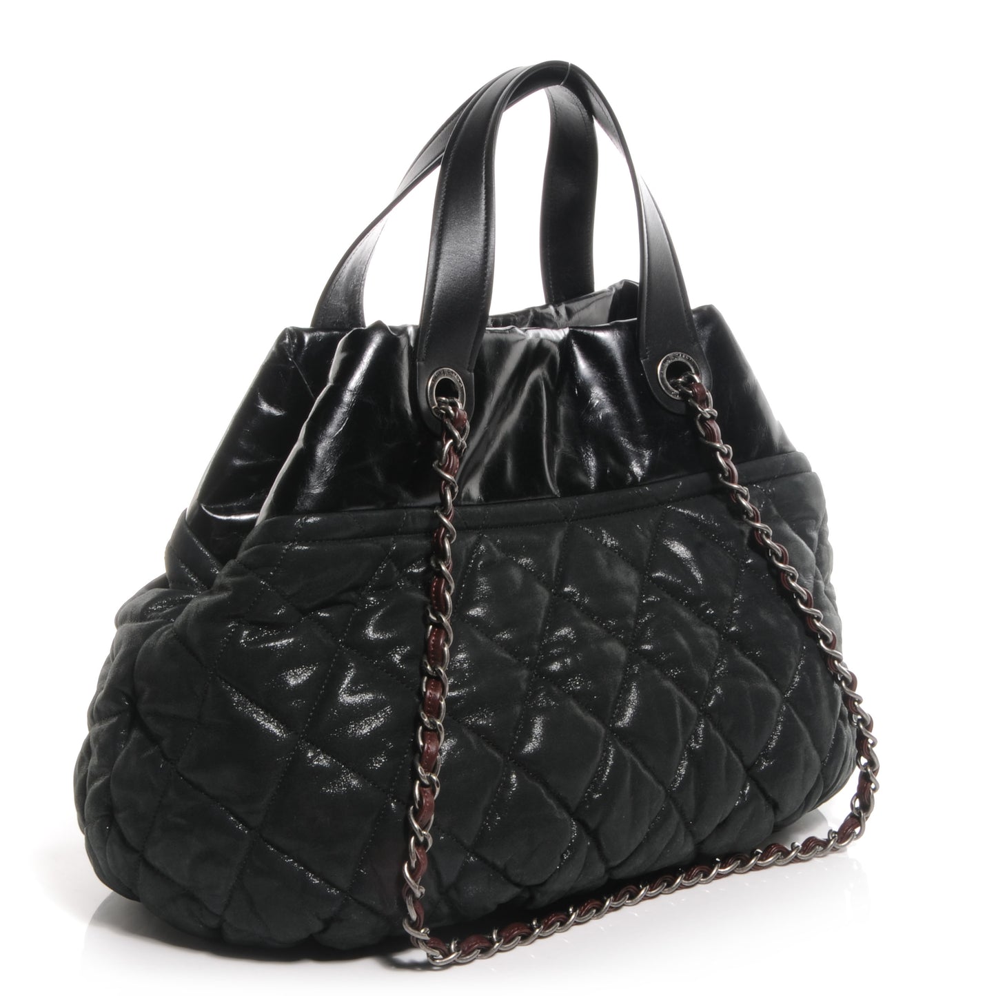 Iridescent Calfskin Large In The Mix Tote Black