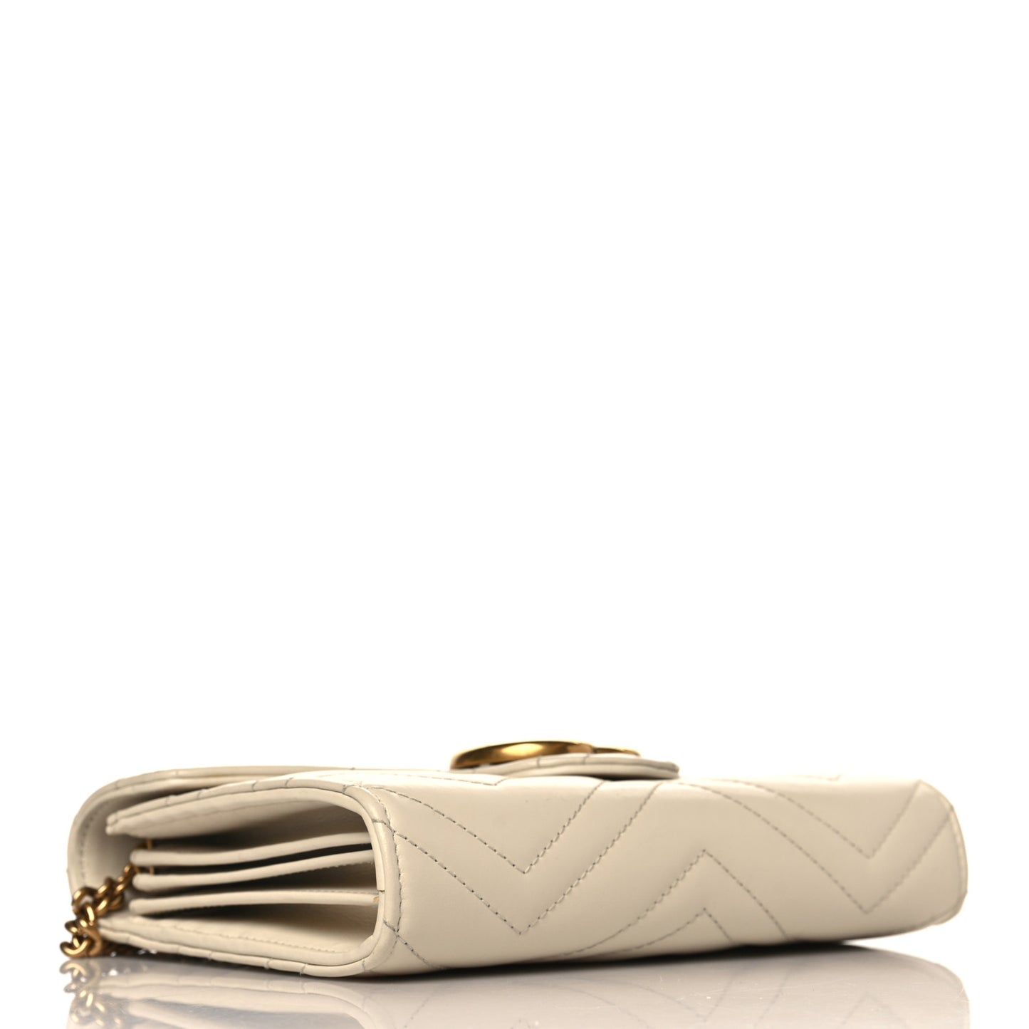 Calfskin Matelasse GG Marmont Chain Wallet Mystic White