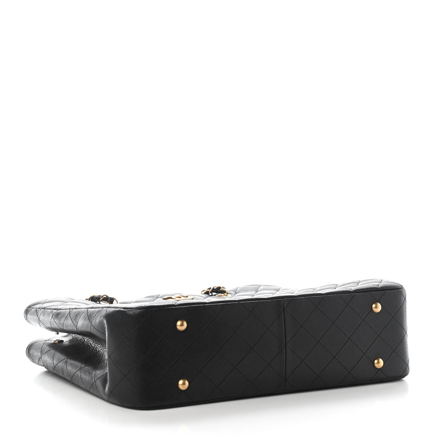 Caviar Quilted Large Shopping Tote Black