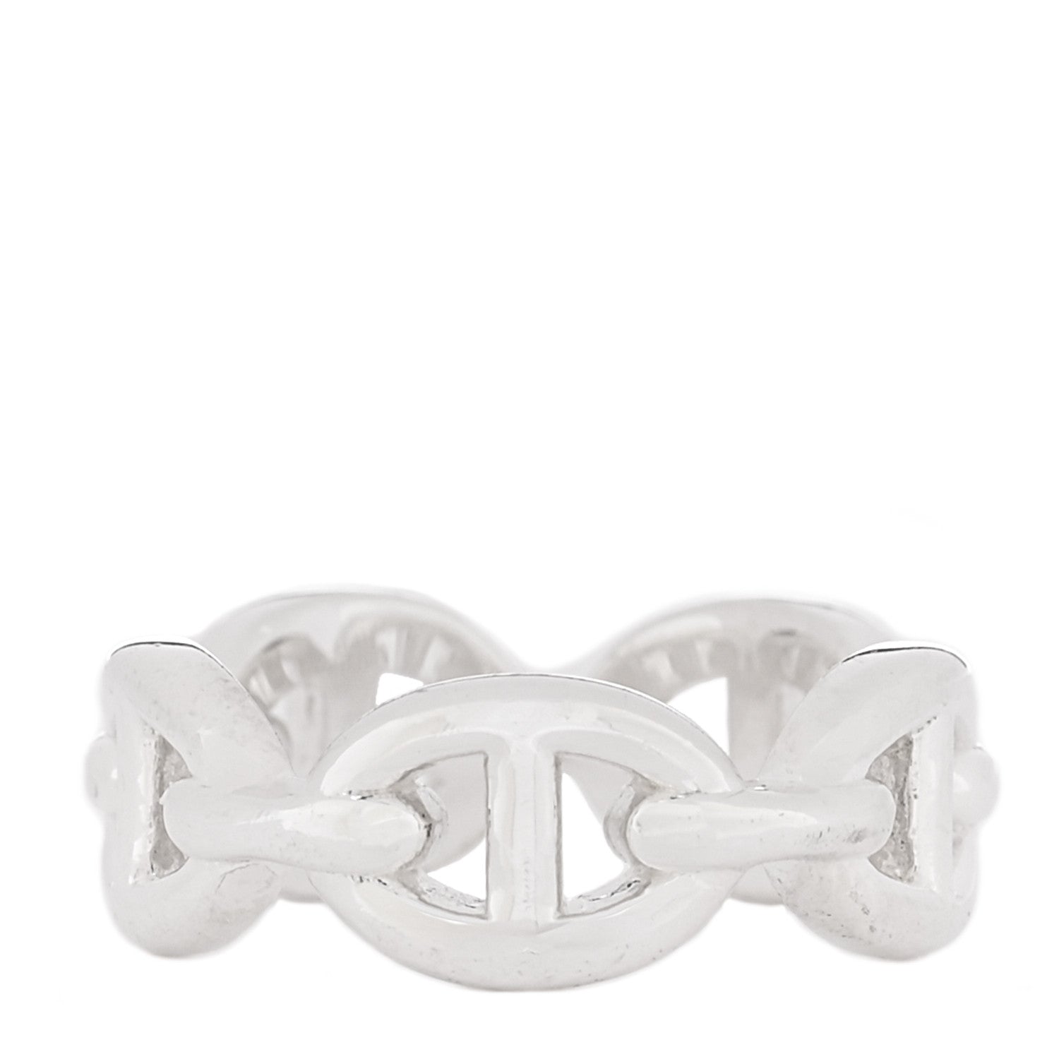 Hermes Sterling Silver PM Chaine d'Ancre Enchainee Band Ring 49 4.75 1 of 6