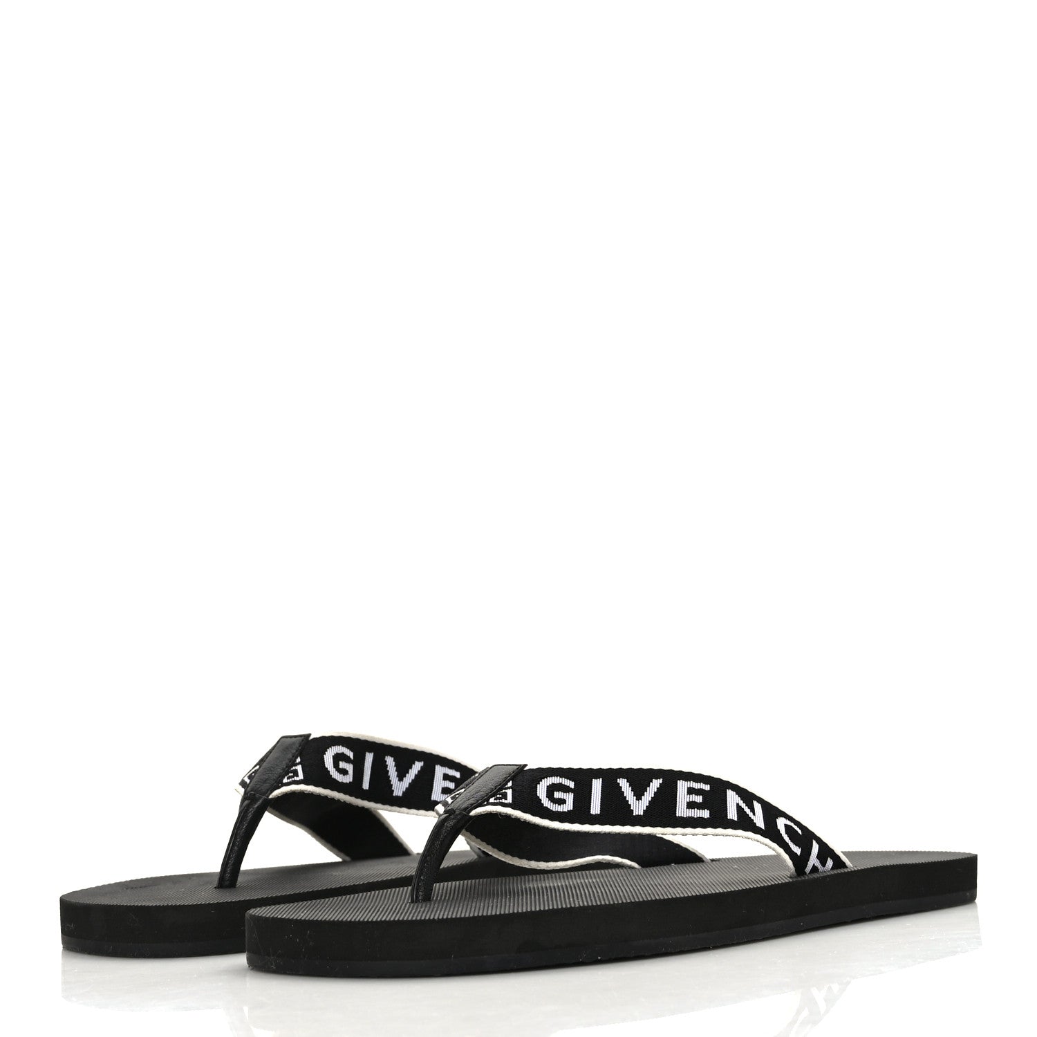 Givenchy Cotton Logo Thong Strap Sandals 41 Black White 3 of 7