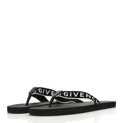 Givenchy Cotton Logo Thong Strap Sandals 41 Black White 3 of 7