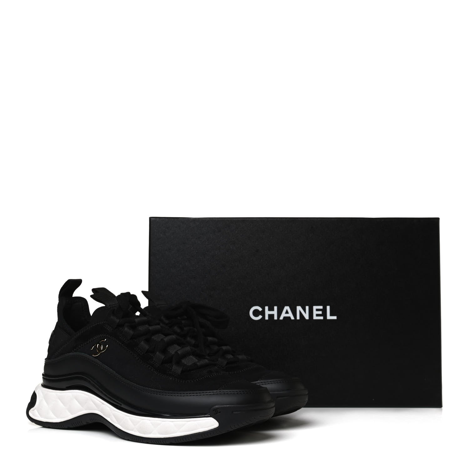 Chanel Velvet Calfskin Mixed Fibers CC Sneakers 37 Black 11 of 11