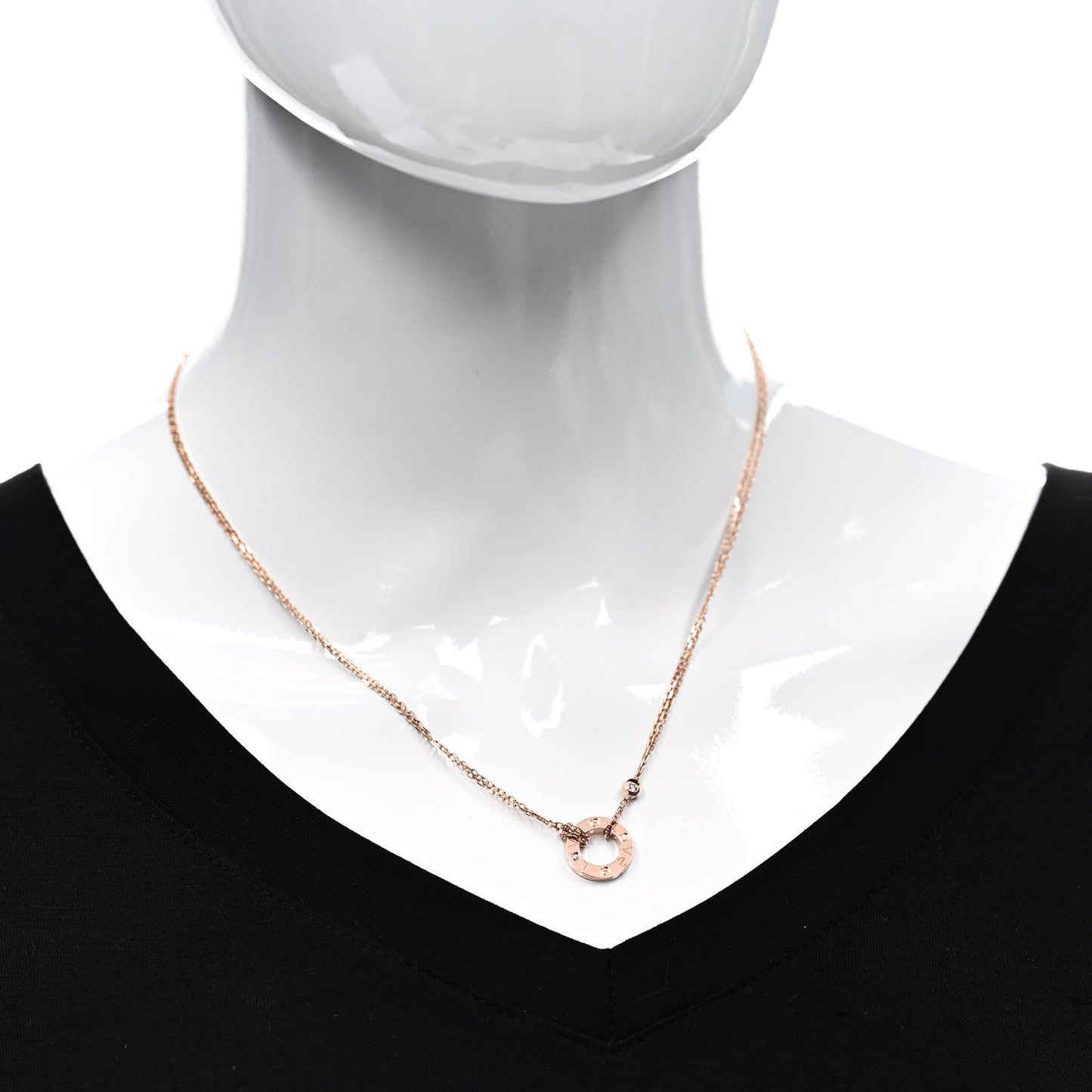 18K Pink Gold 2 Diamond LOVE Necklace