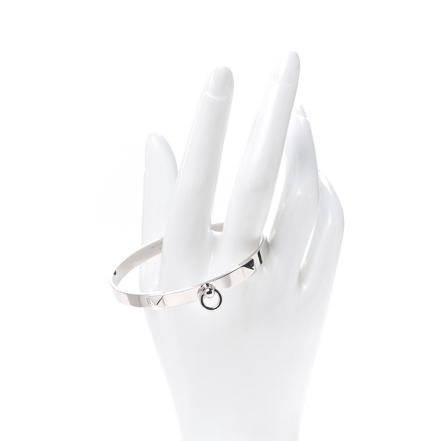 Hermes 18K White Gold PM Collier De Chien Bracelet LG 2 of 6