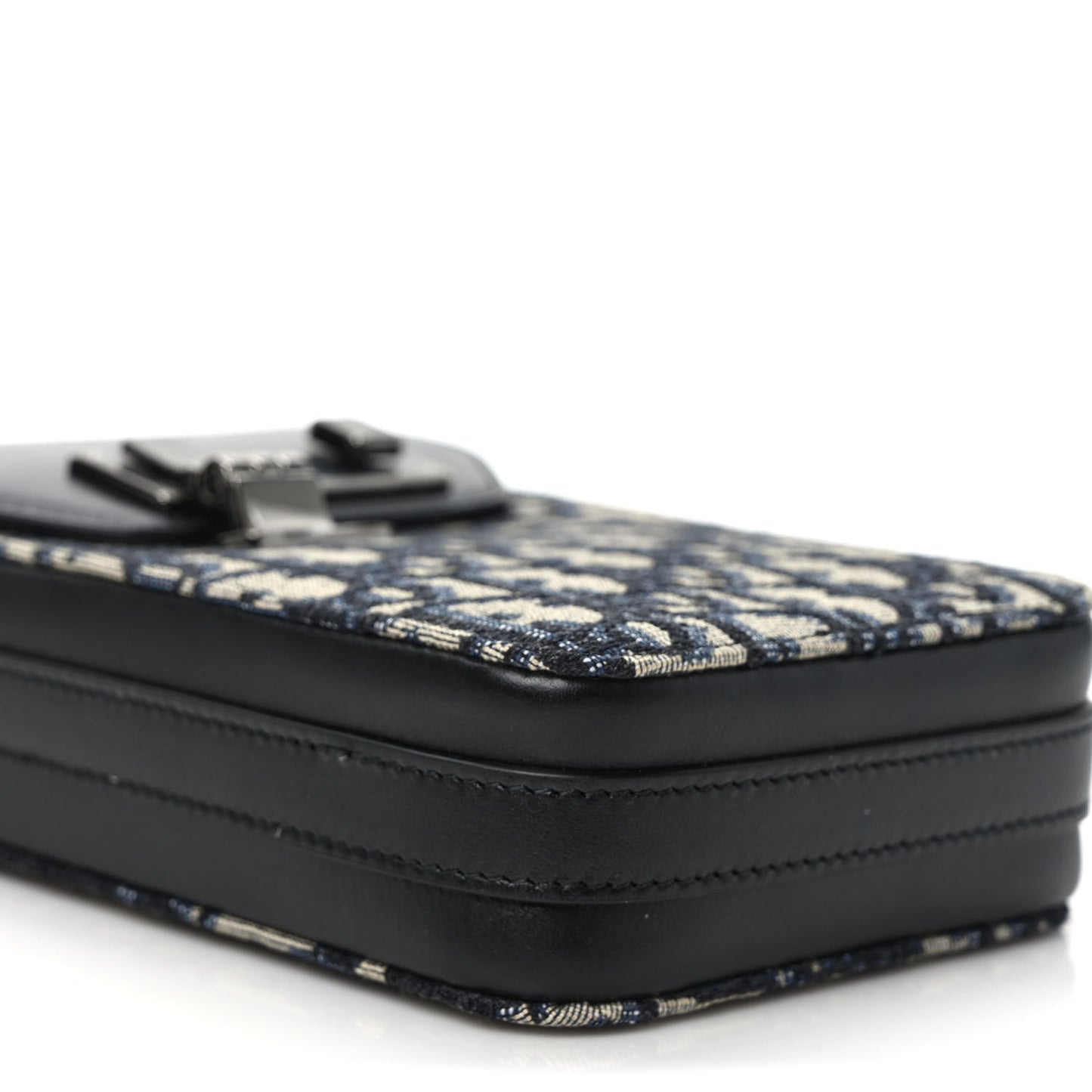 Oblique Calfskin Vertical Pouch Black