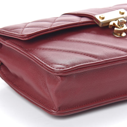 Chanel Lambskin Chevron Quilted CC Wallet On Chain WOC Red 10 of 12