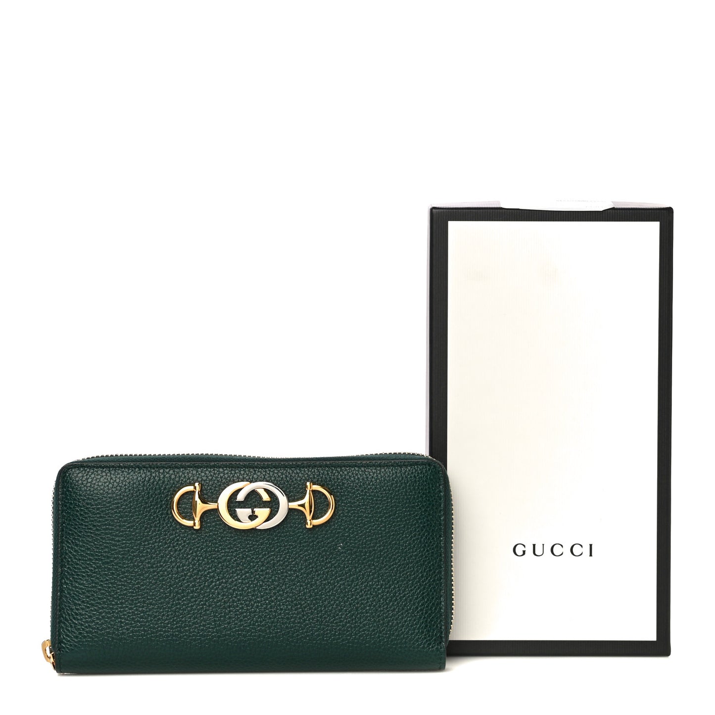 Grainy Calfskin Zumi Zip Around Wallet Vintage Green