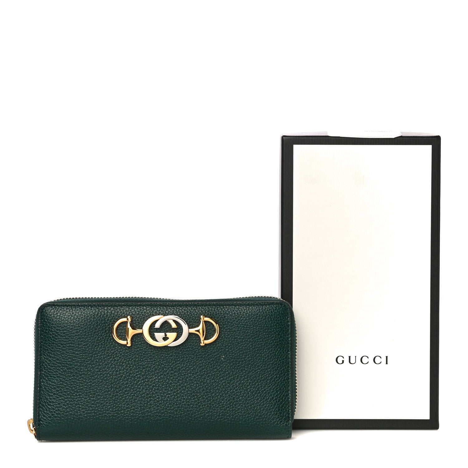 Gucci Grainy Calfskin Zumi Zip Around Wallet Vintage Green 11 of 11