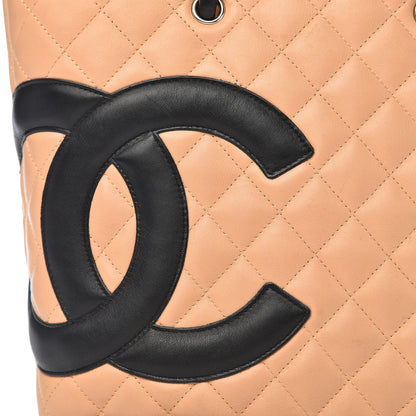 Chanel Calfskin Quilted Medium Cambon Tote Beige Black 12 of 19