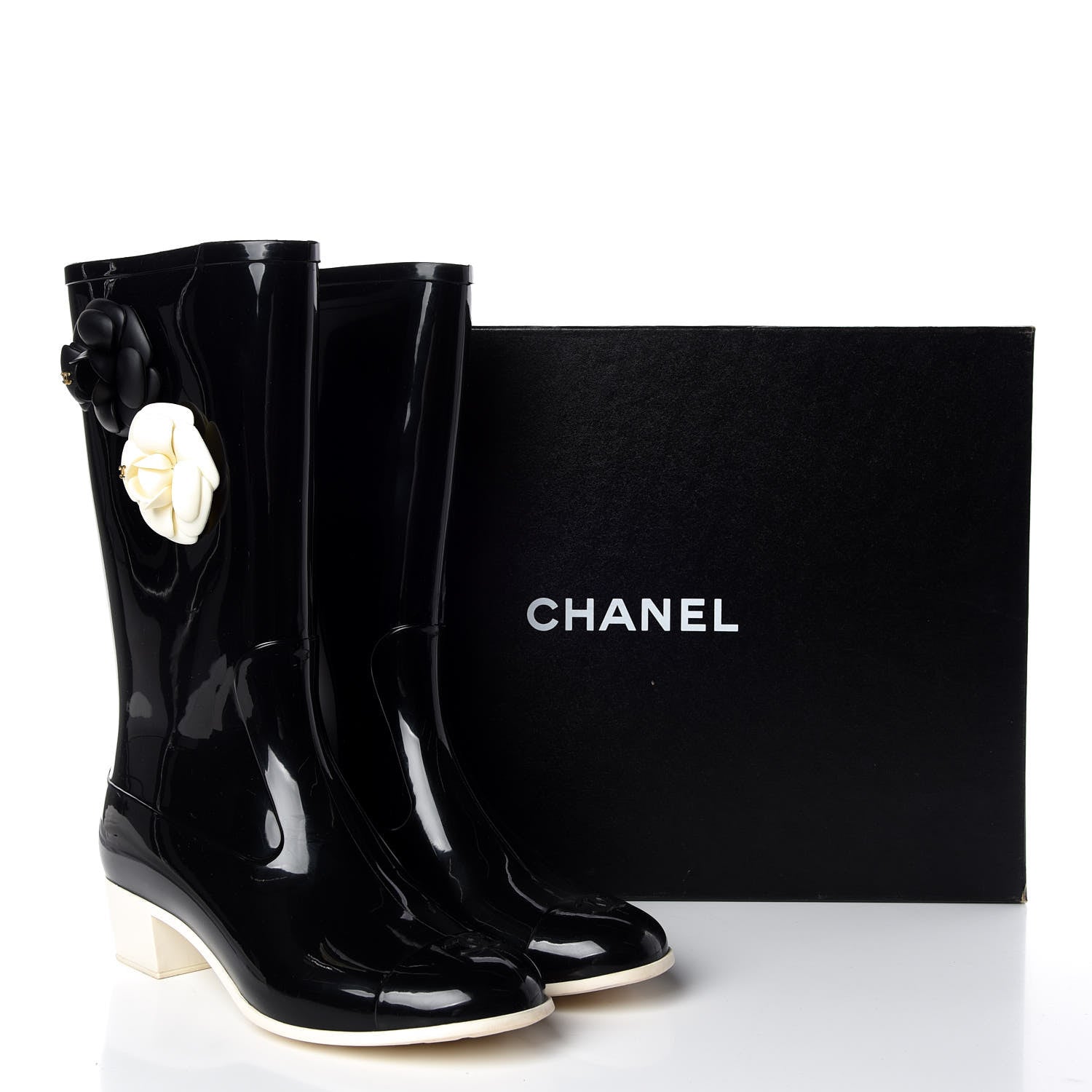 Chanel Rubber Camellia Rain Boots 42 Black 18 of 18