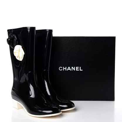 Chanel Rubber Camellia Rain Boots 42 Black 18 of 18