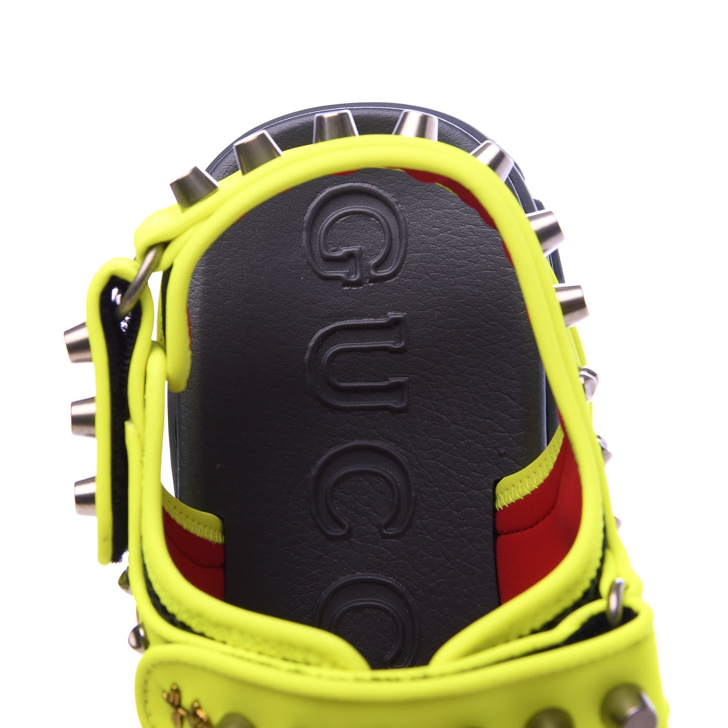 Gucci Technical Canvas Calfskin Studded Mens Aguru Sandals 10 Neon Yellow 7 of 9