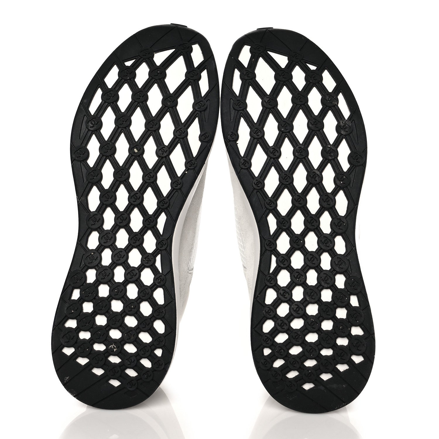 Chanel Calfskin Mesh Lycra Suede Womens Logo Sneakers 39 White 5 of 12