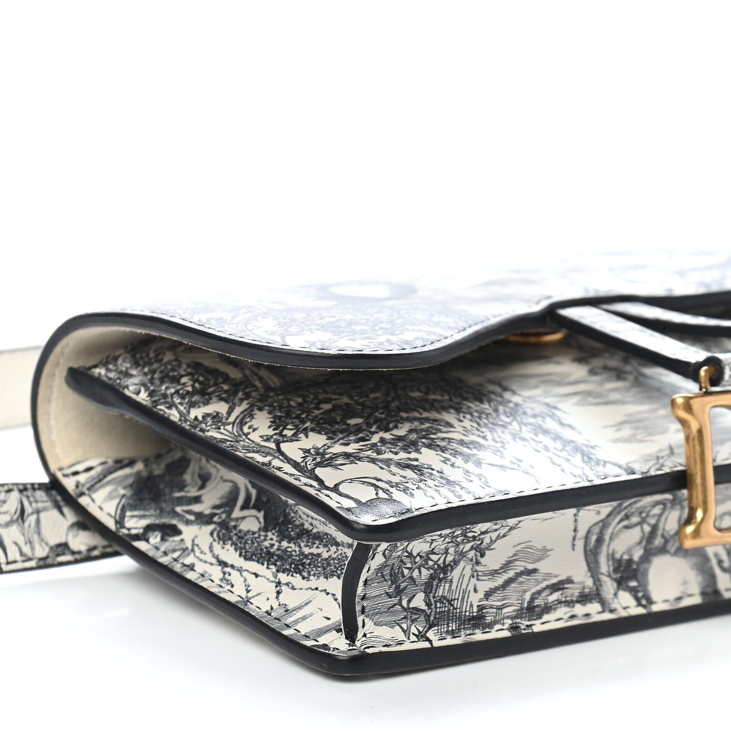 Calfskin Jardin Naturel Print Saddle Belt Bag Latte Multicolor