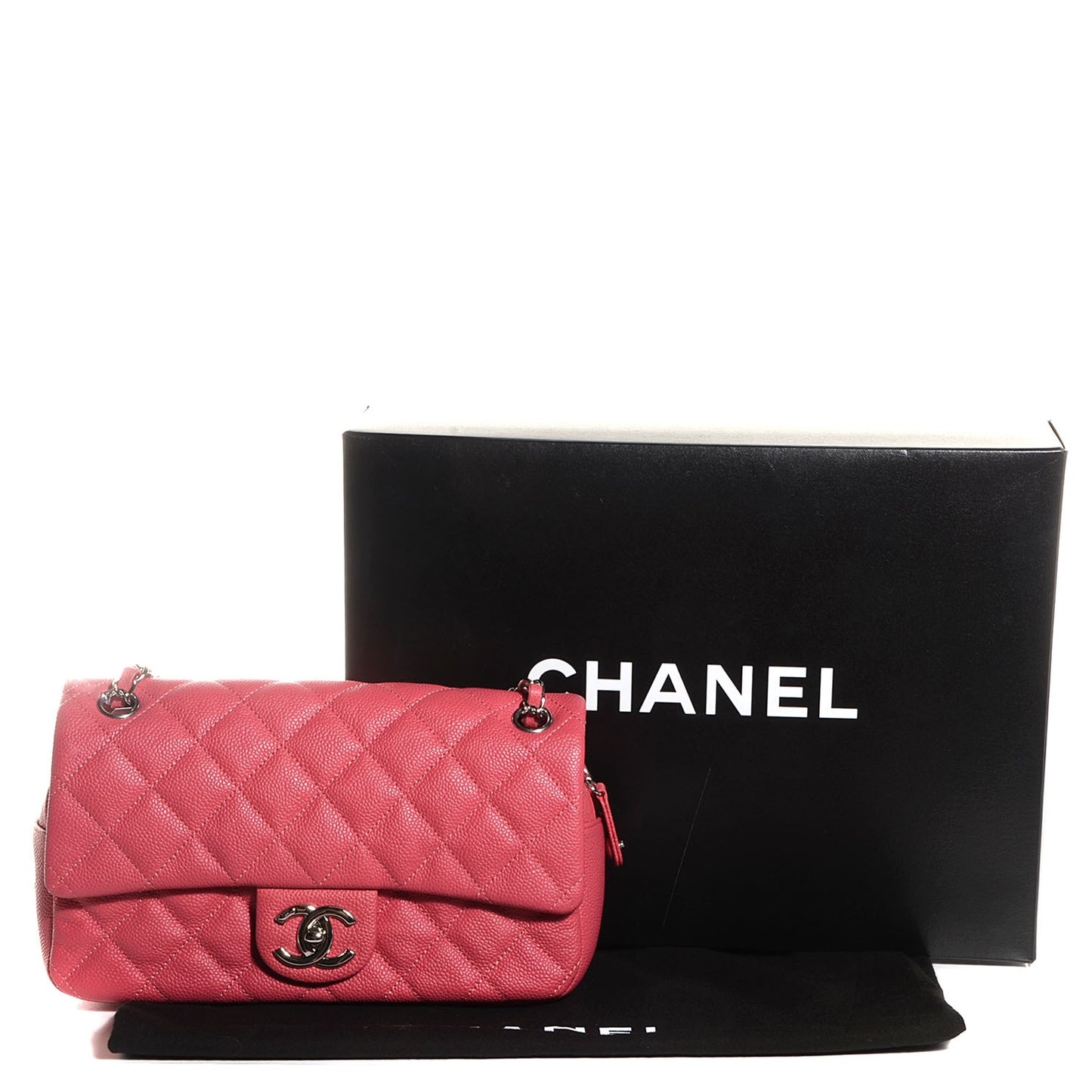 Caviar Quilted Medium Easy Flap Coral