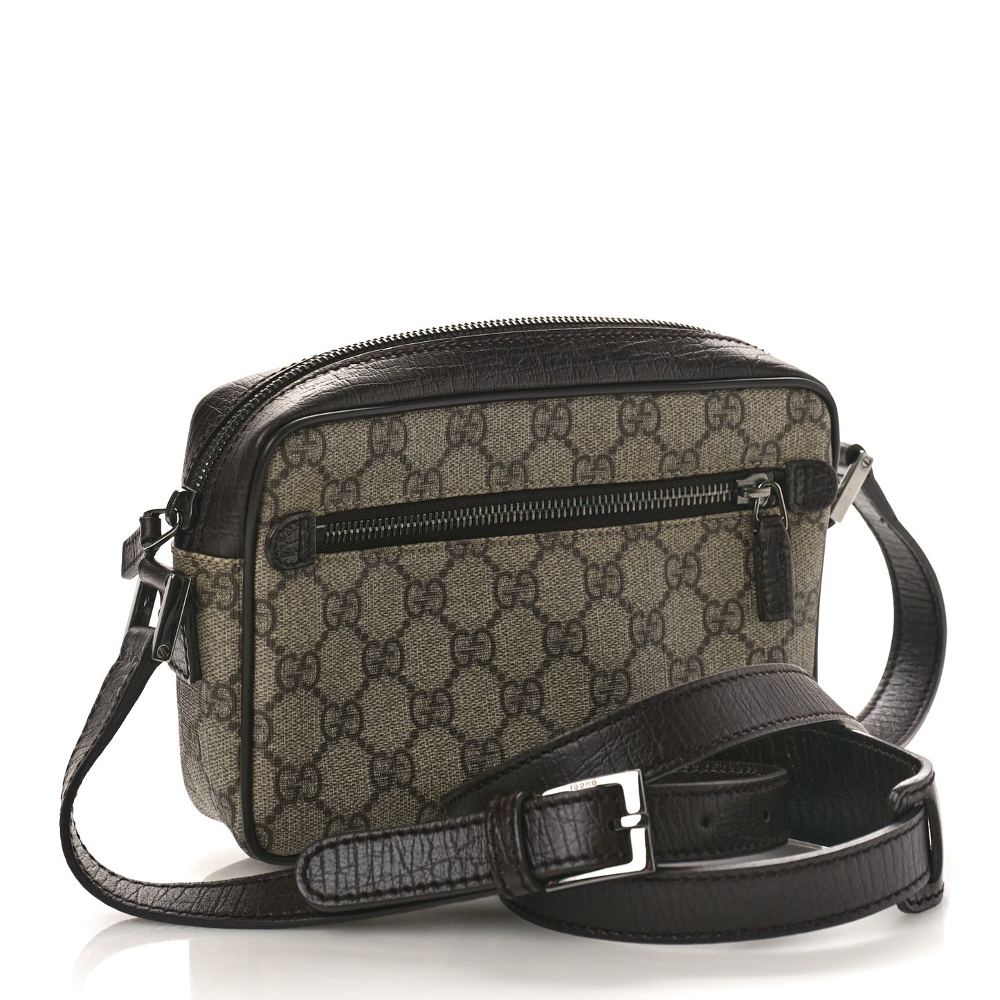 GG Supreme Monogram Canvas Web Shoulder Bag Brown