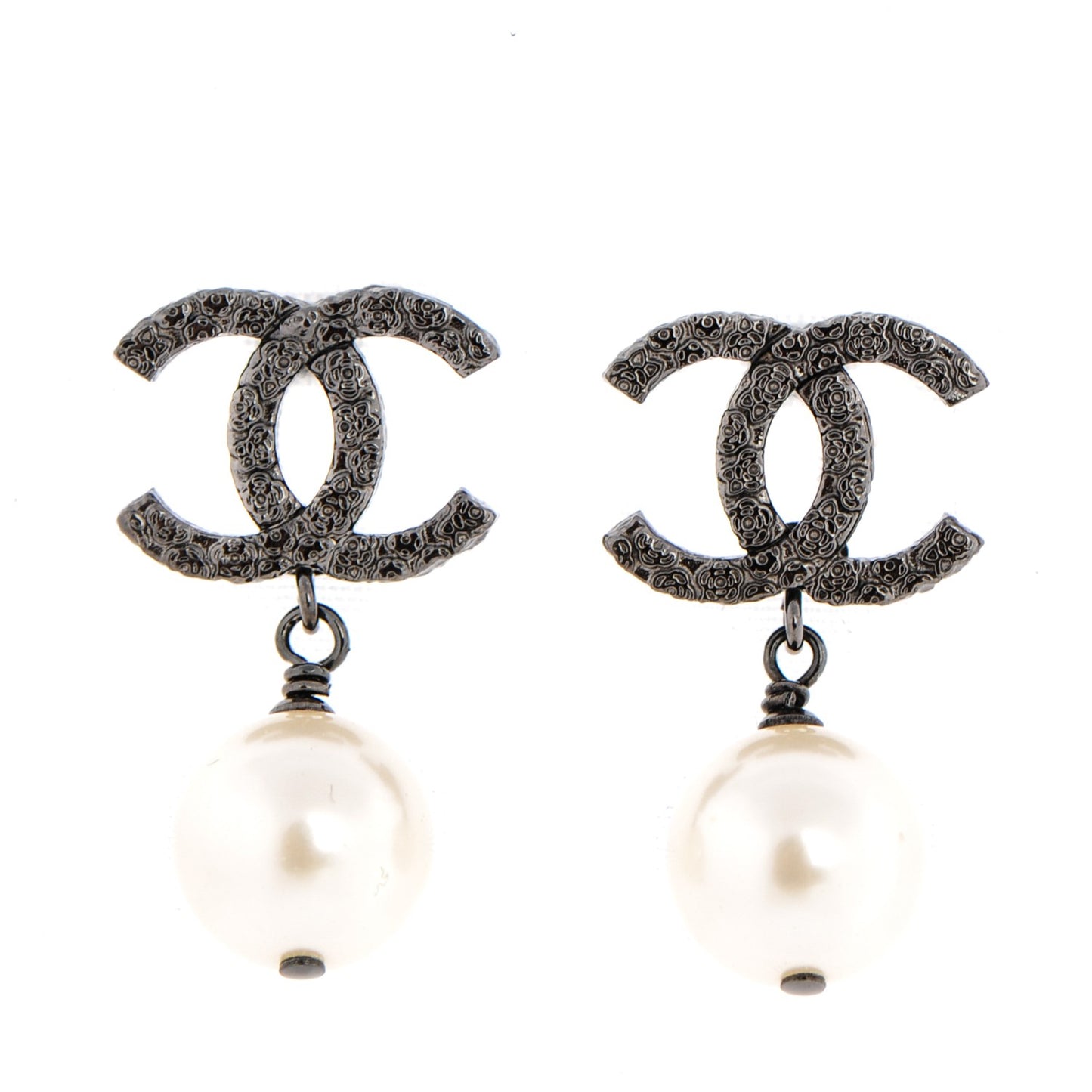 Ruthenium CC Pearl Drop Earrings