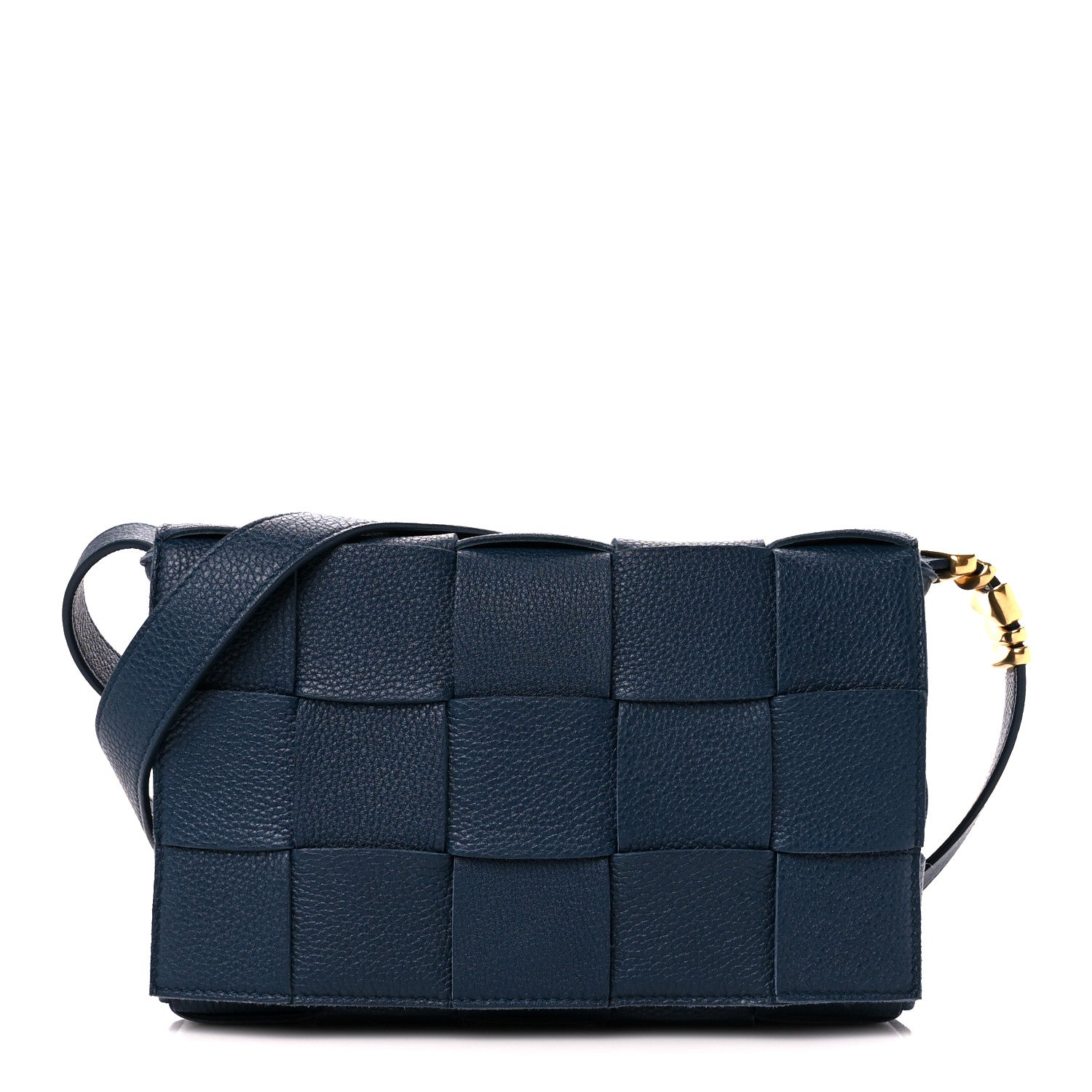Bottega Veneta Grained Calfskin Maxi Intrecciato Cassette Crossbody Bag Deep Blue 1 of 12