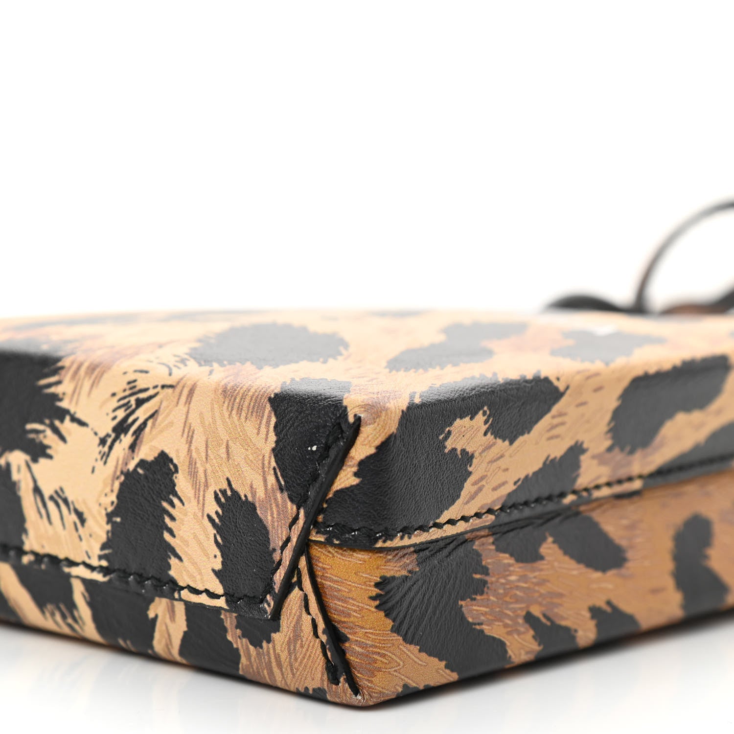 Balenciaga Smooth Calfskin Leopard Print Logo Shopping Phone Holder Bag Beige Black 8 of 9