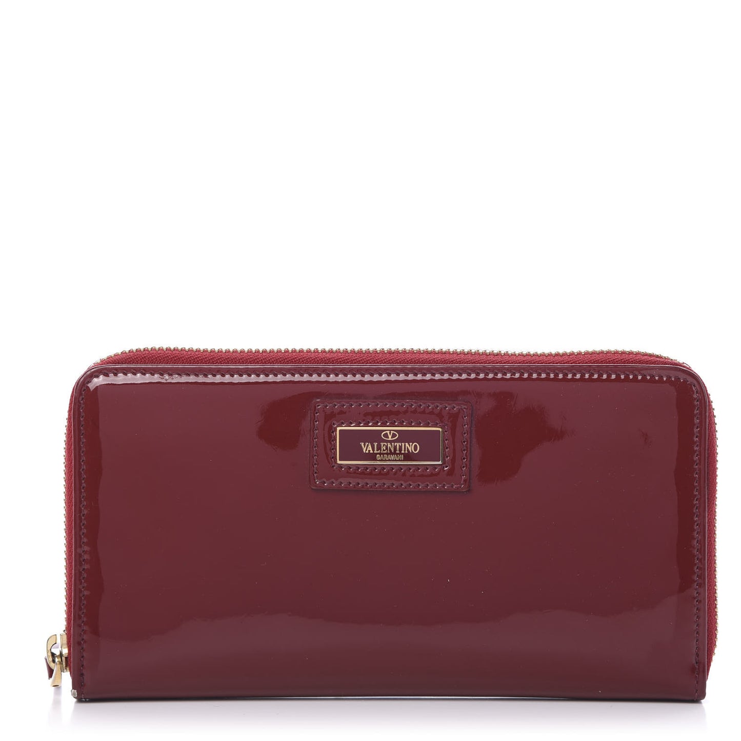 Patent Zip Around Wallet Red