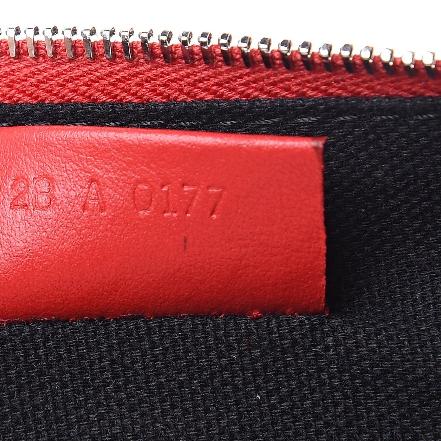 Calfskin Logo Zip Pouch Red