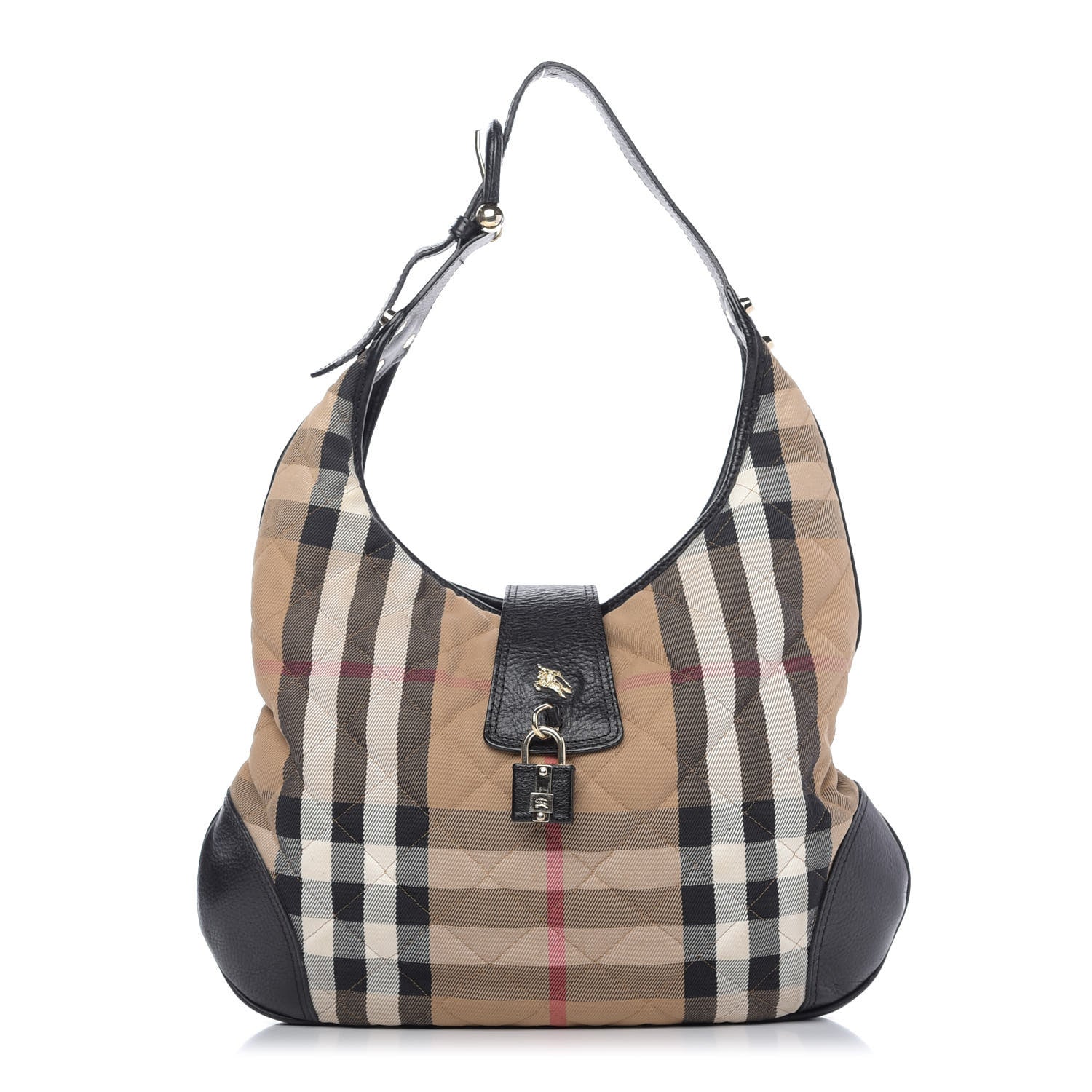 Burberry House Check Quilted Brook Hobo Black 1 of 10
