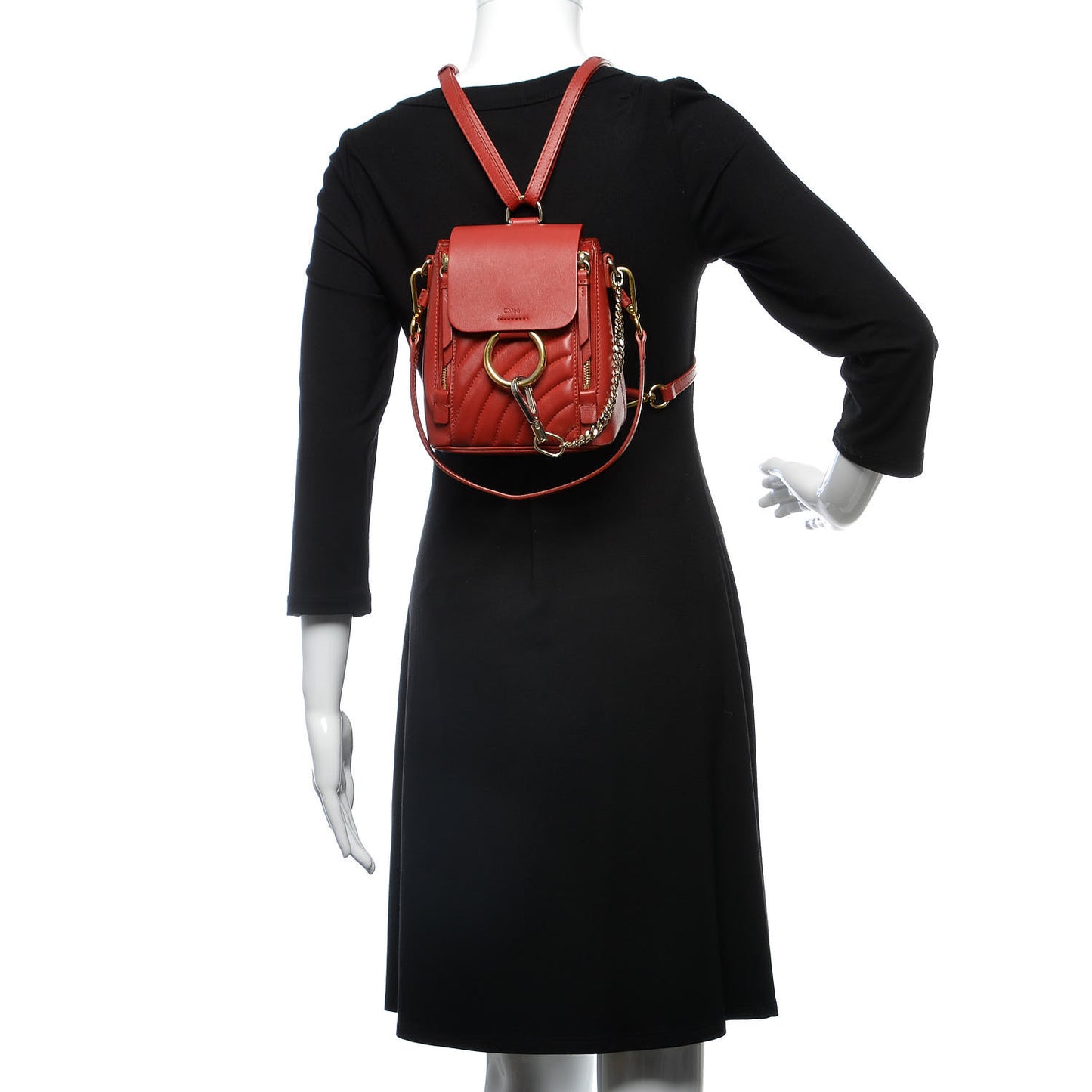 Calfskin Quilted Mini Faye Backpack Dahlia Red