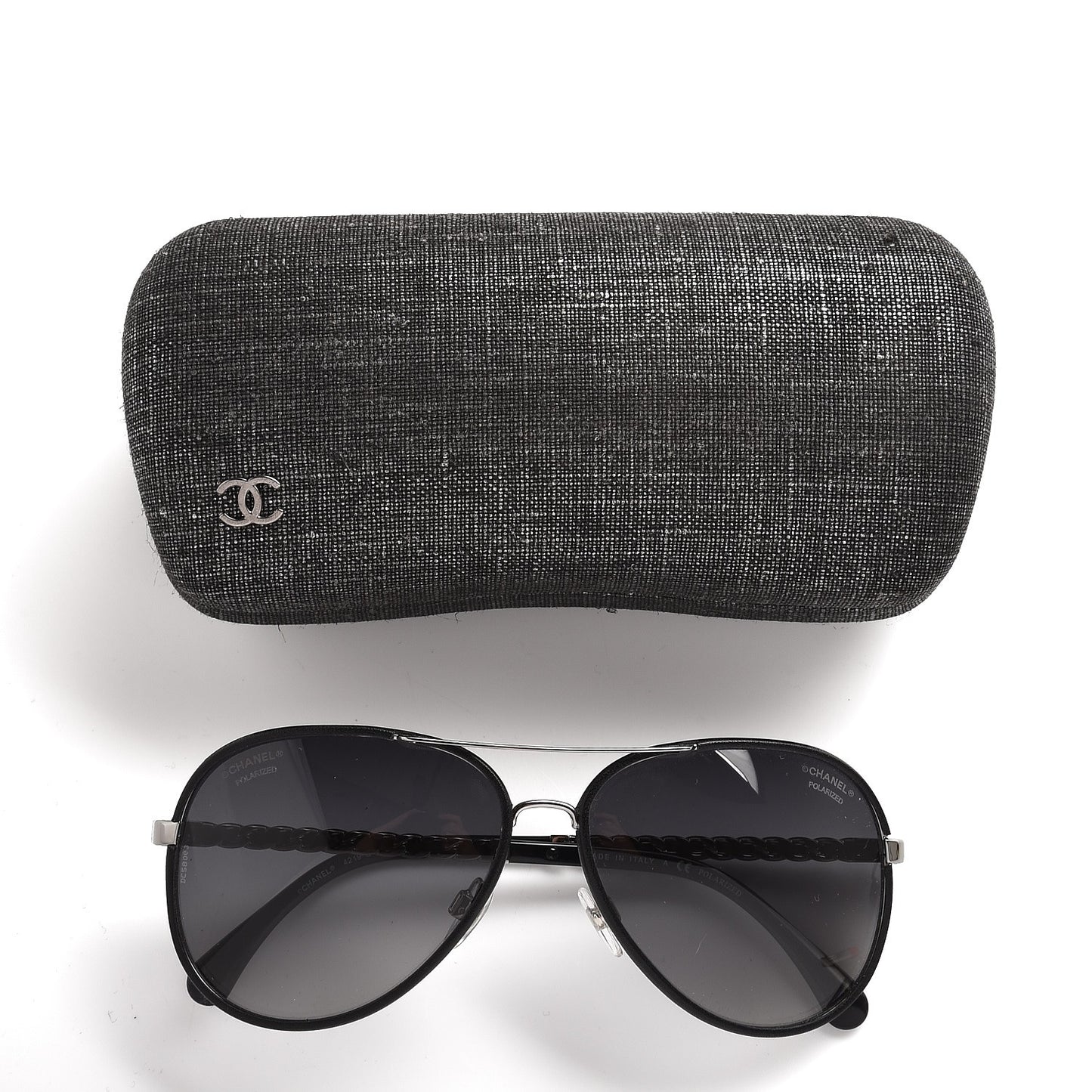 Lambskin Aviator Chain Sunglasses 4194-Q Black
