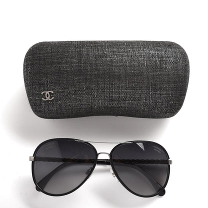 Chanel Lambskin Aviator Chain Sunglasses 4194-Q Black 10 of 10