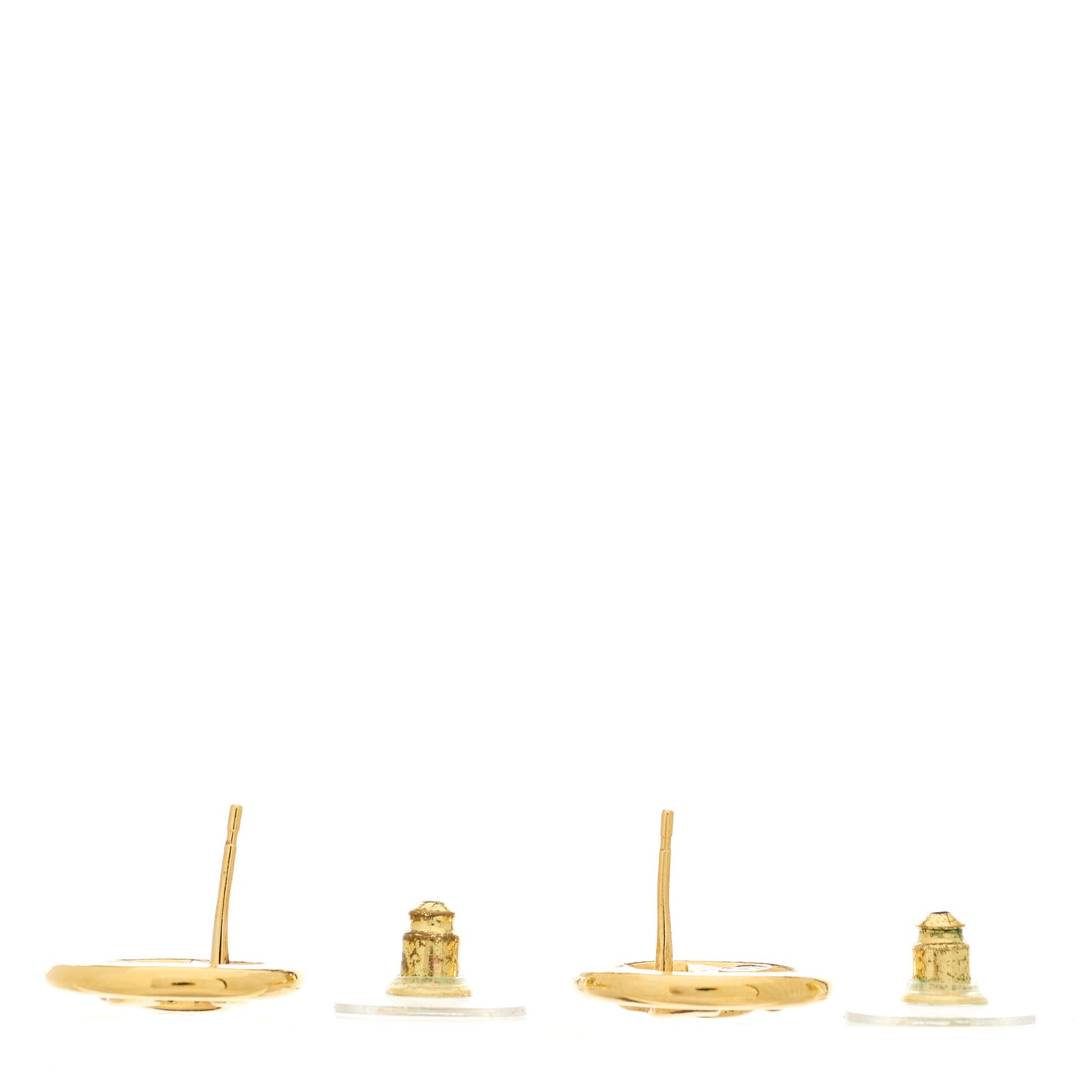Metal CC Round Earrings Gold