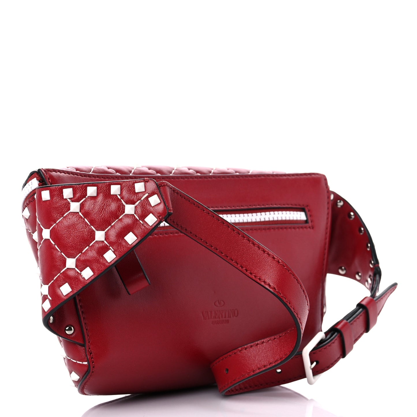 Lambskin Free Rockstud Spike Belt Bag 75 Rosso Valentino
