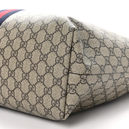 Gucci GG Supreme Monogram Textured Dollar Calfskin Web Medium Ophidia Shopping Tote Beige Ebony Mystic White 10 of 10