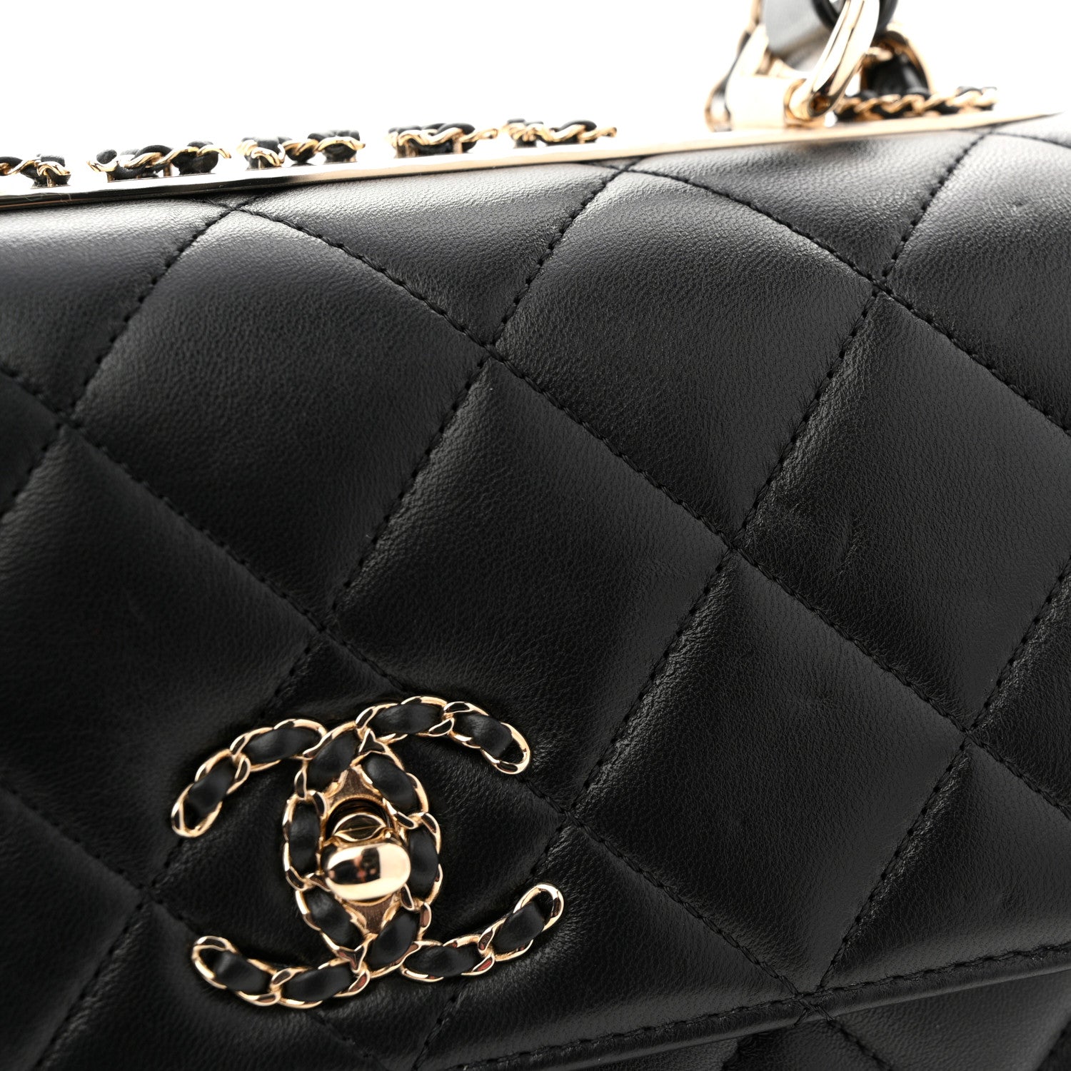 Chanel Lambskin Quilted Small Trendy CC Chain Dual Handle Flap Bag Black 11 of 11