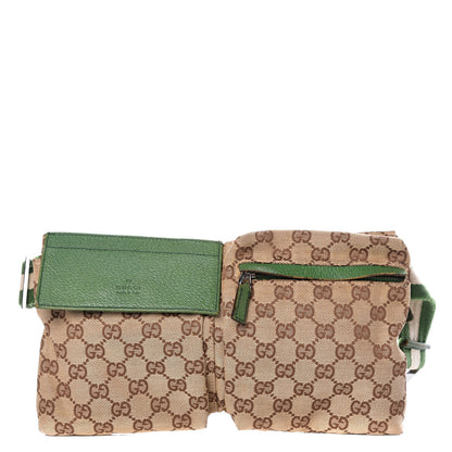 Gucci GG Monogram Web Double Pocket Belt Bag Green 1 of 12
