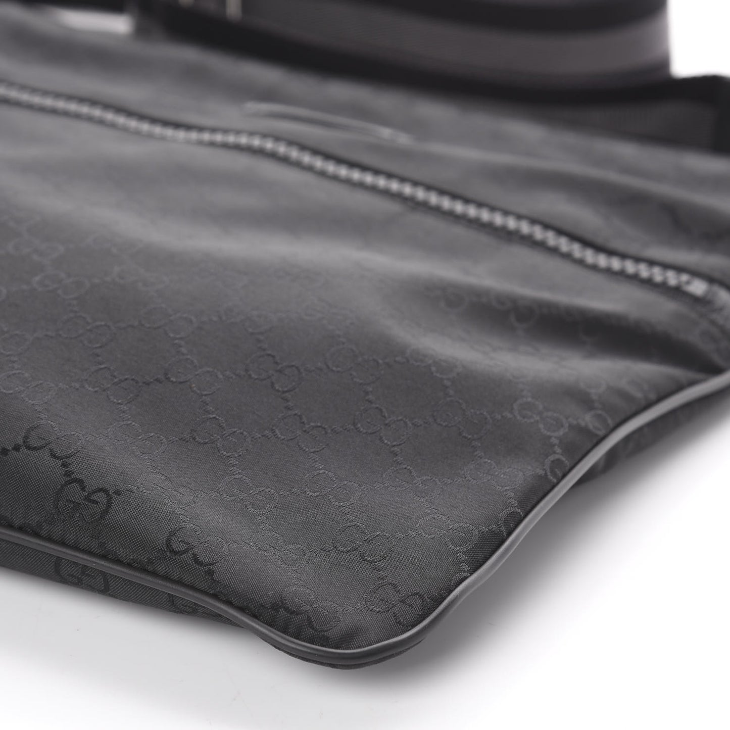 Nylon Monogram Medium Flat Messenger Bag Black