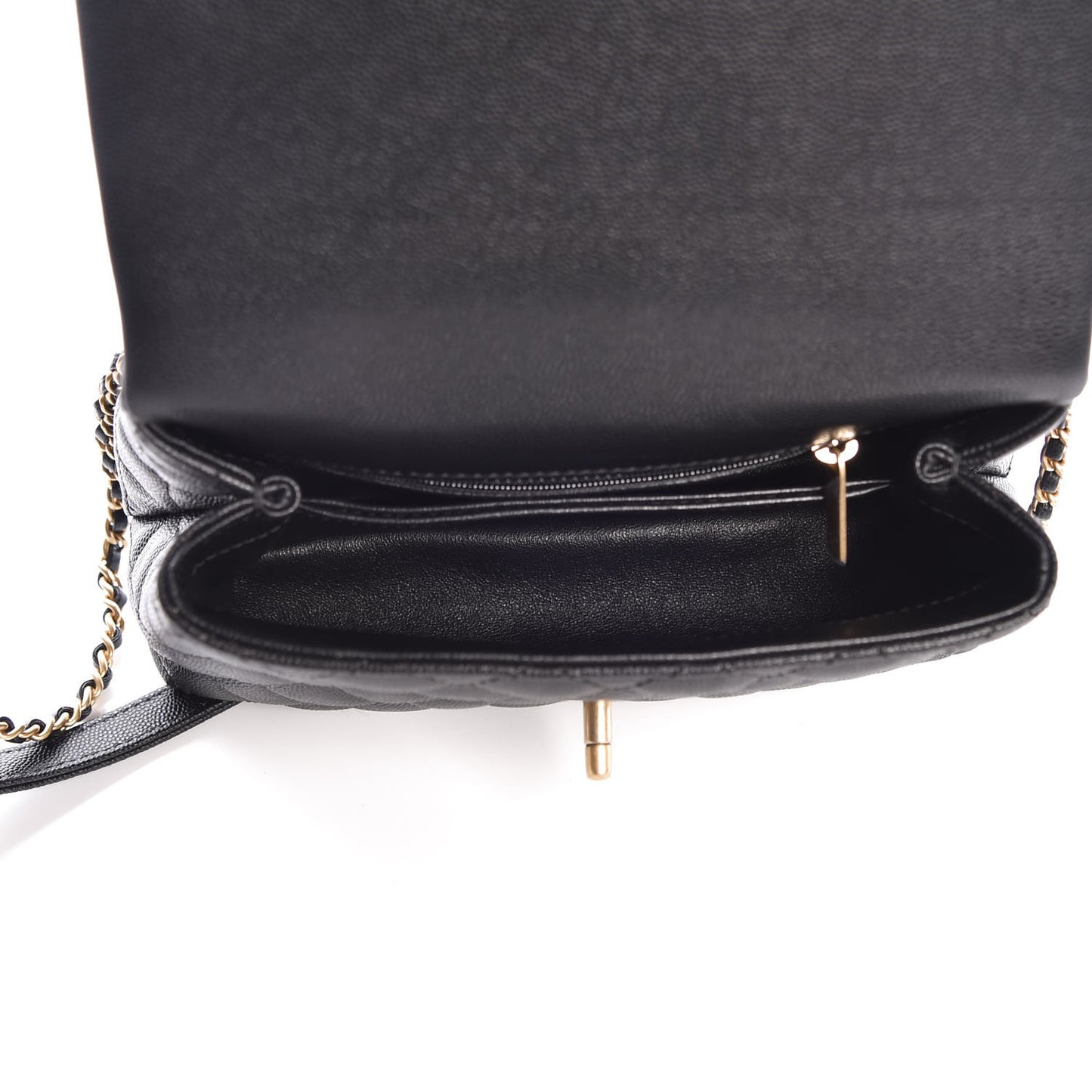 Caviar Lizard Quilted Mini Coco Handle Flap Black