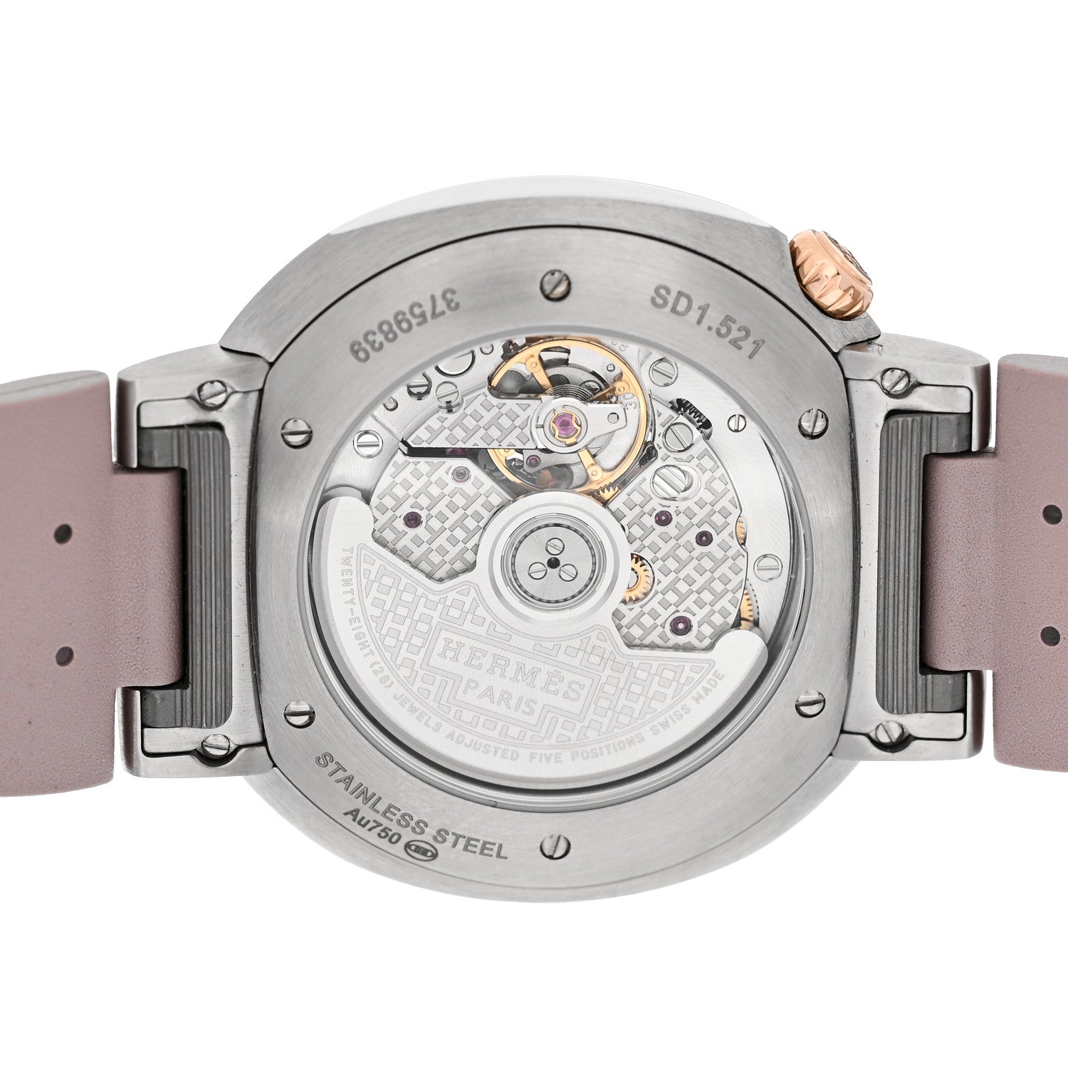 Hermes Stainless Steel 18K Rose Gold Diamond Bezel 36mm Cut Automatic Watch Glycine 4 of 5