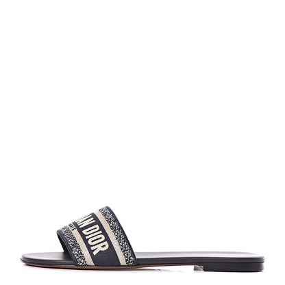 Christian Dior Canvas Embroidered Dway Mules Slide Sandals 41 Deep Blue 1 of 8